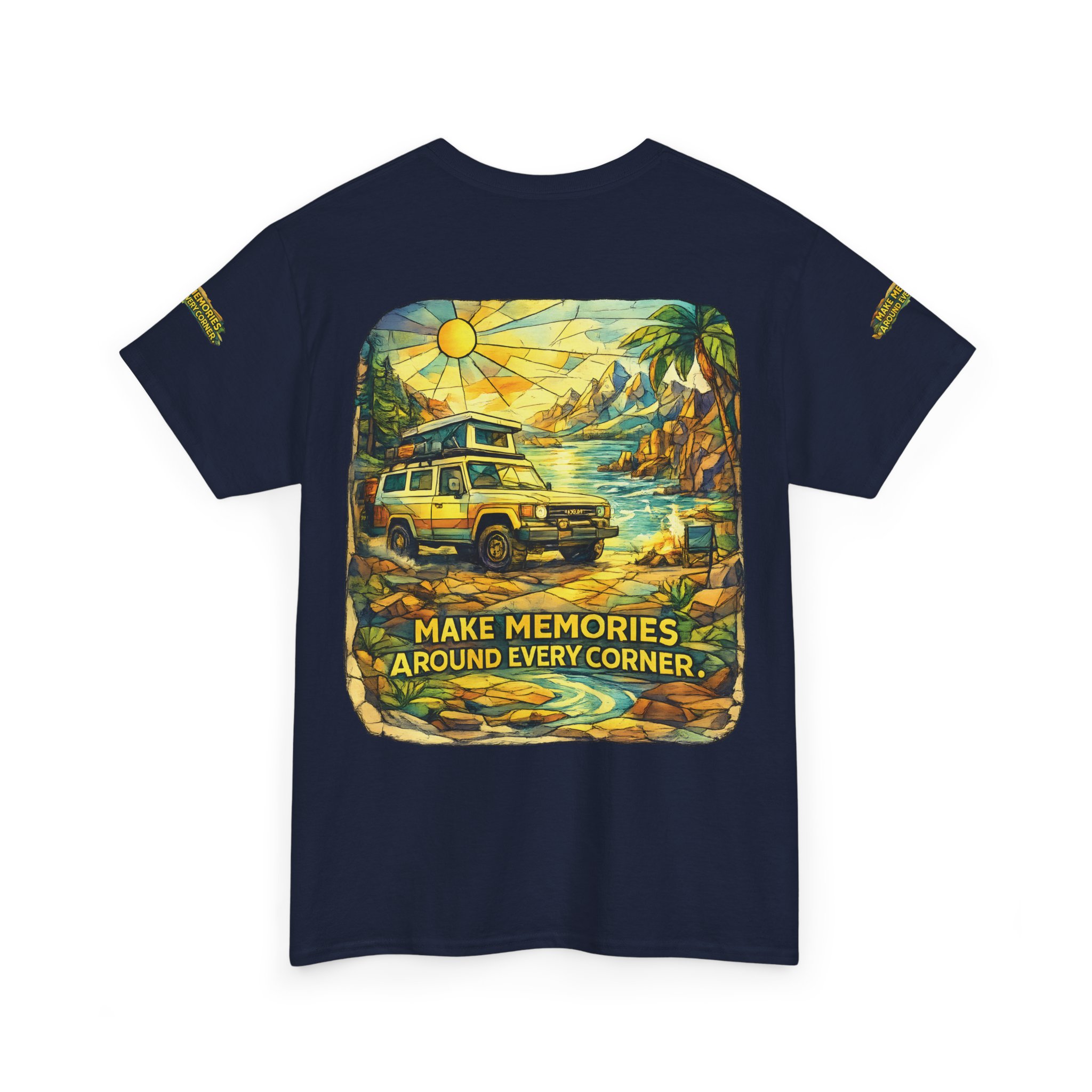 16079705900426933624_2048.jpeg Unisex Heavy Cotton Tee — "Make Memories Around Every Corner" Design Cubic-Line