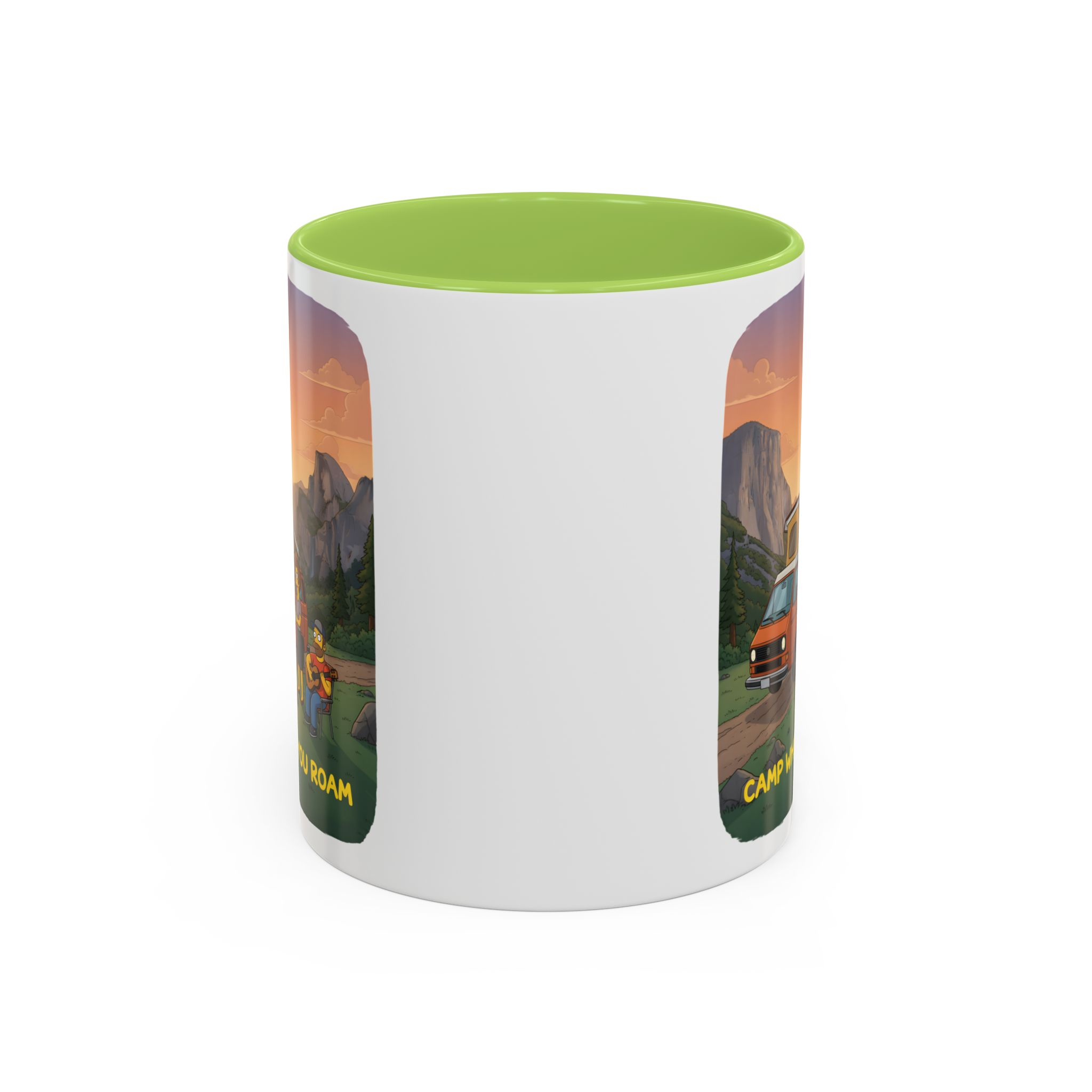 Accent Coffee Mug (11, 15oz) — "Camp Where You Roam" Design Sitcom-Line