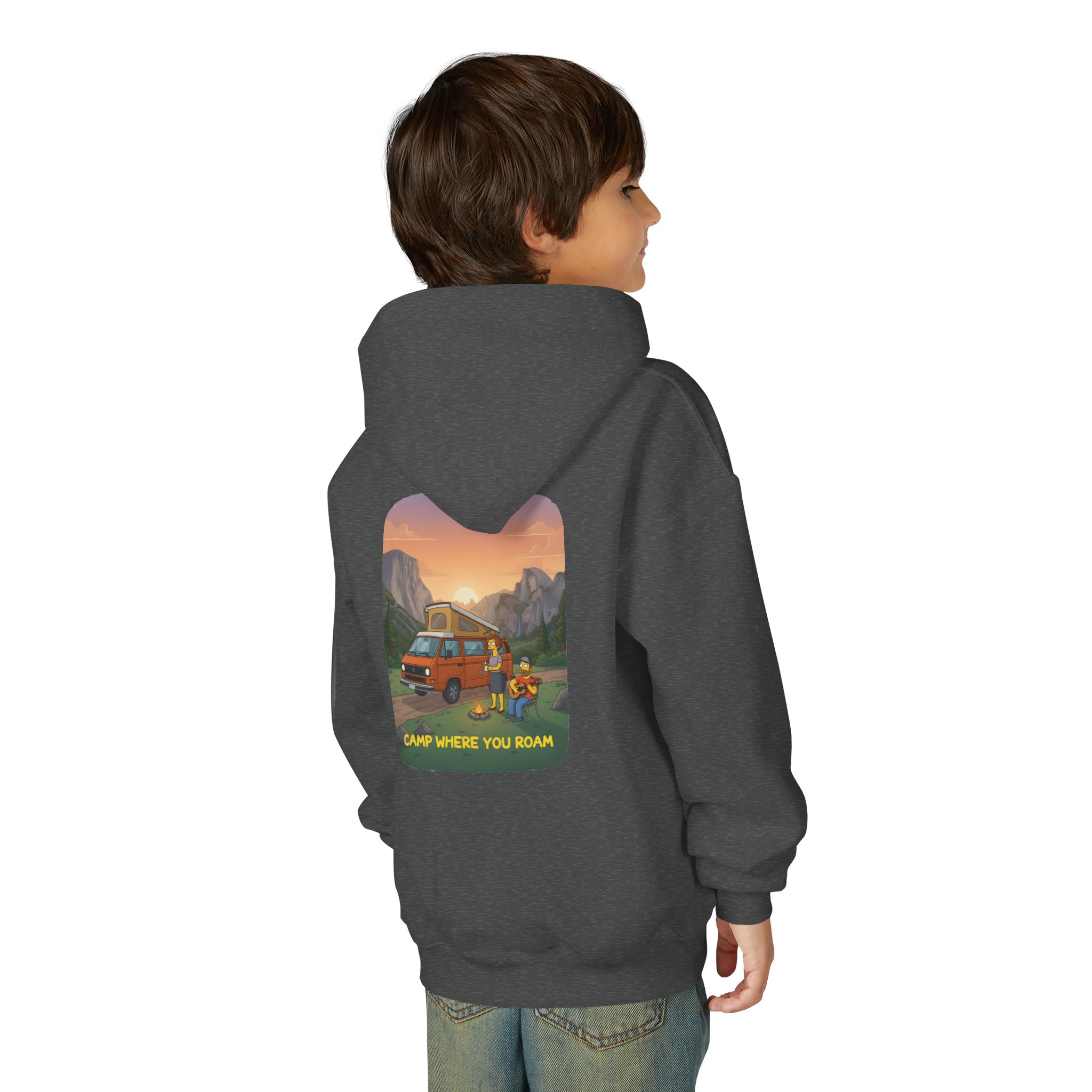 Youth Hoodie(Gildan) – "Camp Where You Roam" (Design Sitcom-Line)