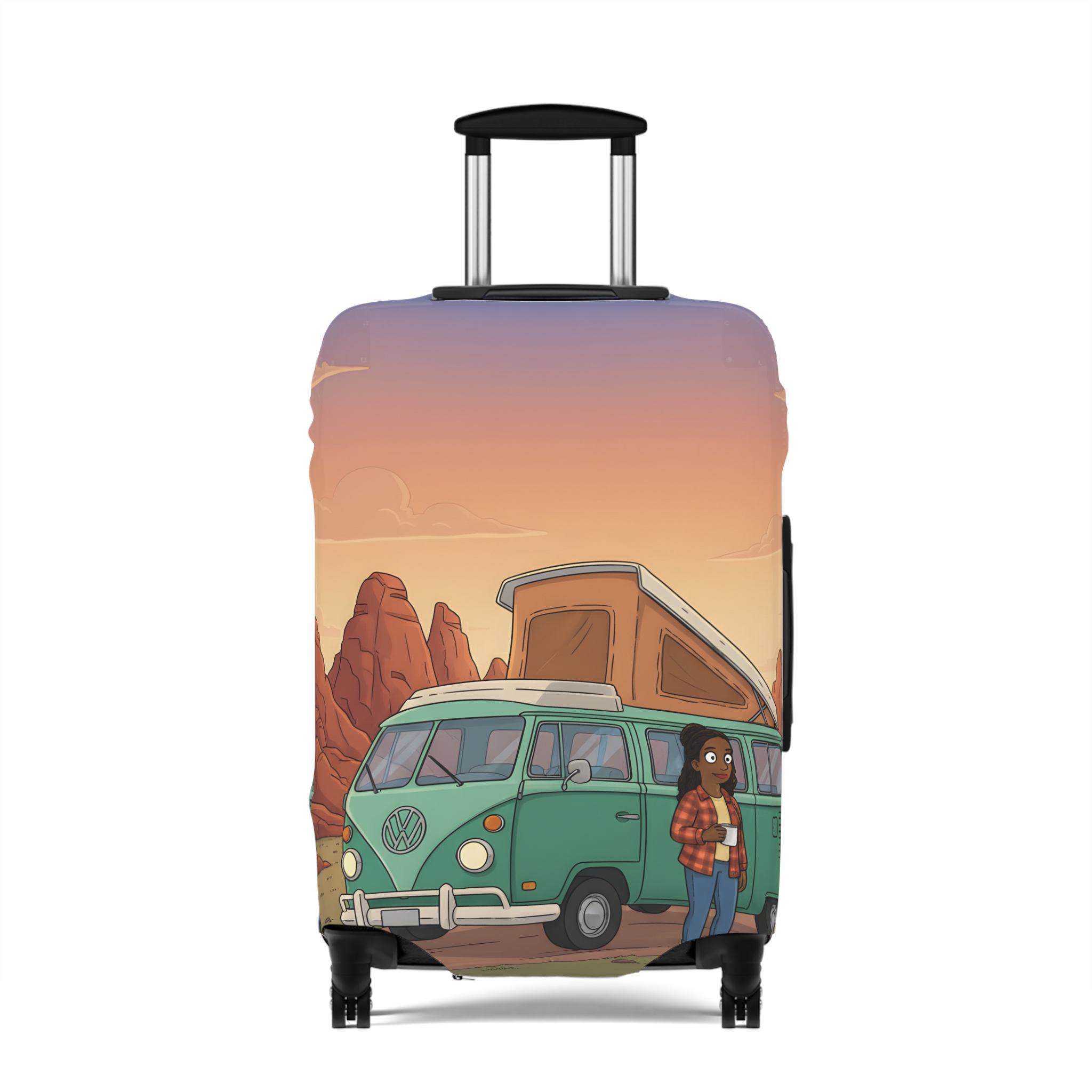 Luggage Cover — Adventure Camper Sketch Travel Suitcase(Design Sitcom-Line)