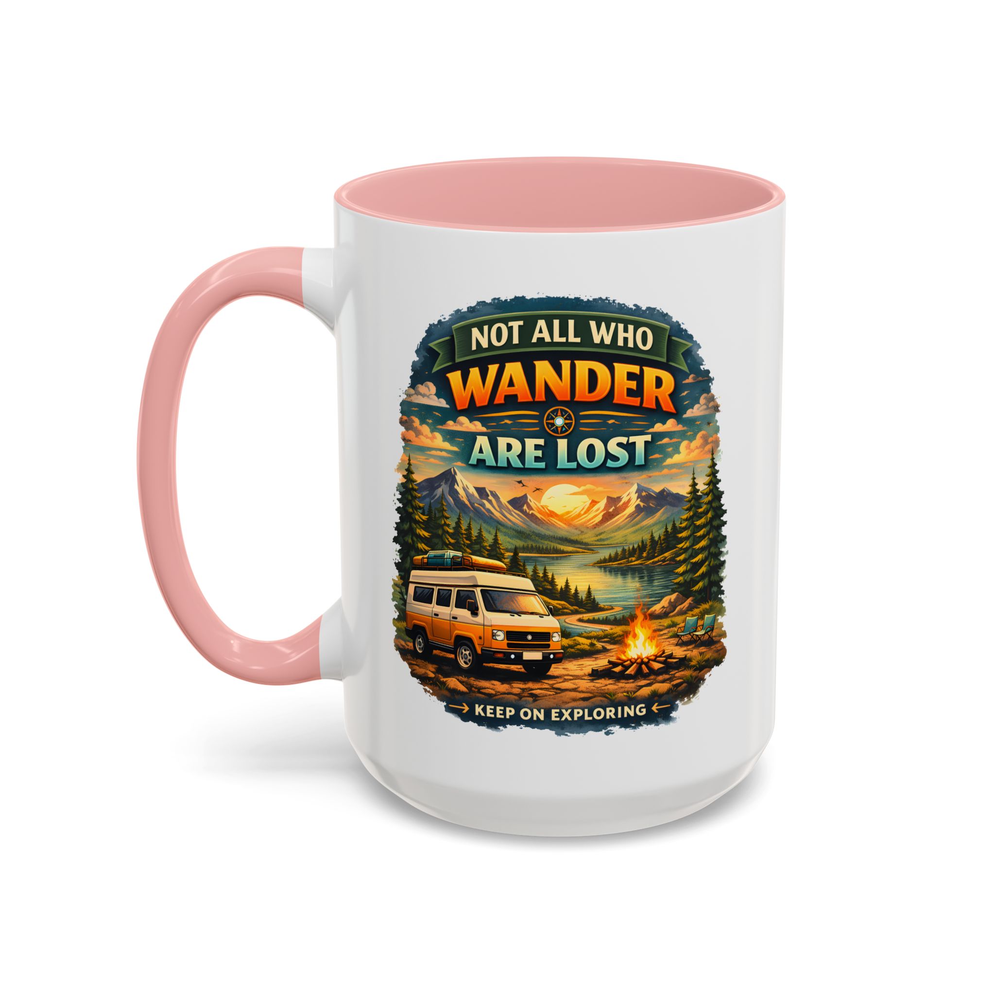 Accent Coffee Mug (11, 15oz) — "Not All Who Wander Are Lost" Design Scenic-Line