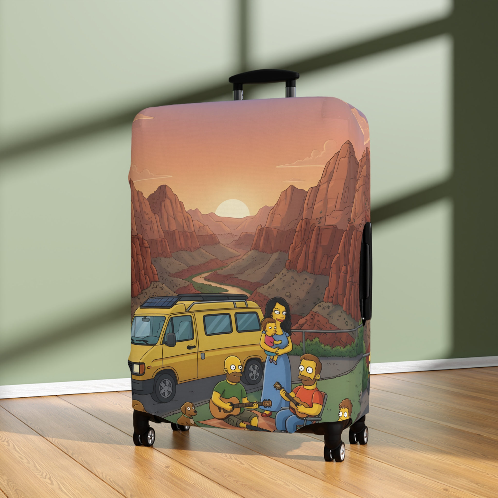 Luggage Cover — Adventure Camper Sketch Travel Suitcase(Design Sitcom-Line)