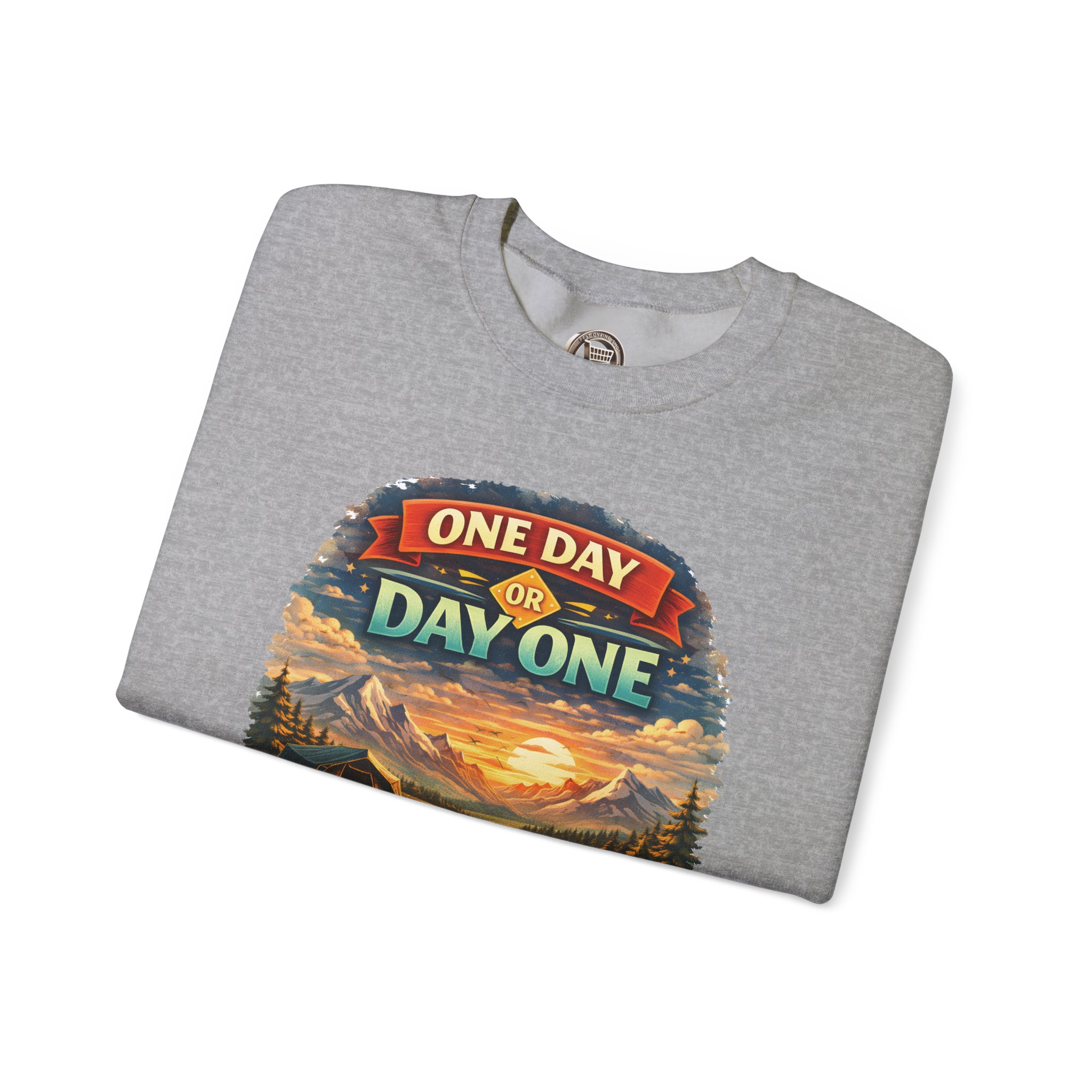 Unisex Heavy Blend™ Crewneck Sweatshirt — "One Day Or Day One" Design Scenic-Line