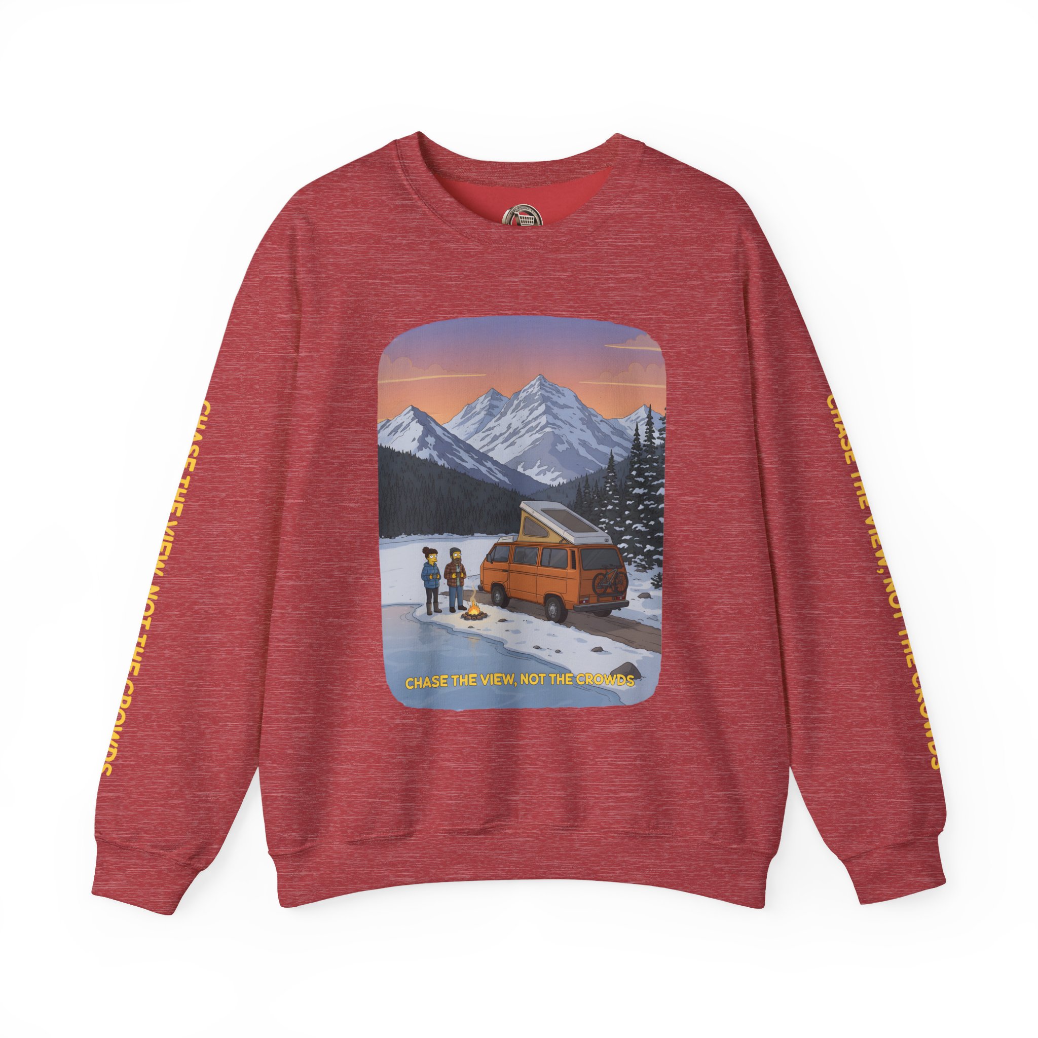 Unisex Heavy Blend™ Crewneck Sweatshirt — "Chase The Views-Not The Crowds"" Design Sitcom-Line