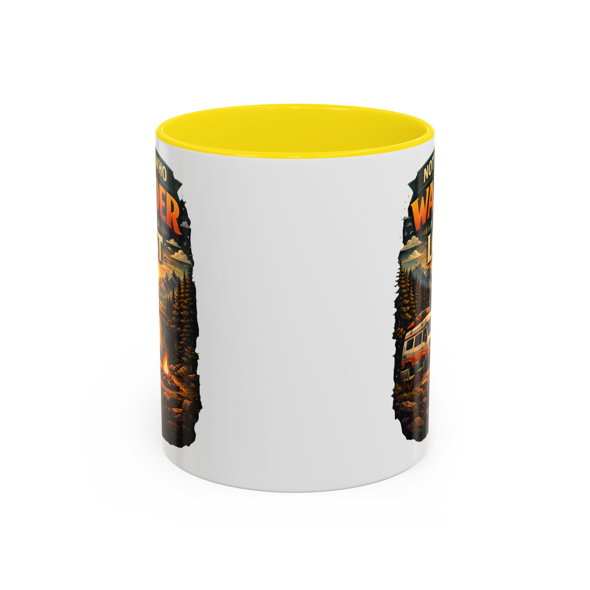 Accent Coffee Mug (11, 15oz) — "Not All Who Wander Are Lost" Design Scenic-Line