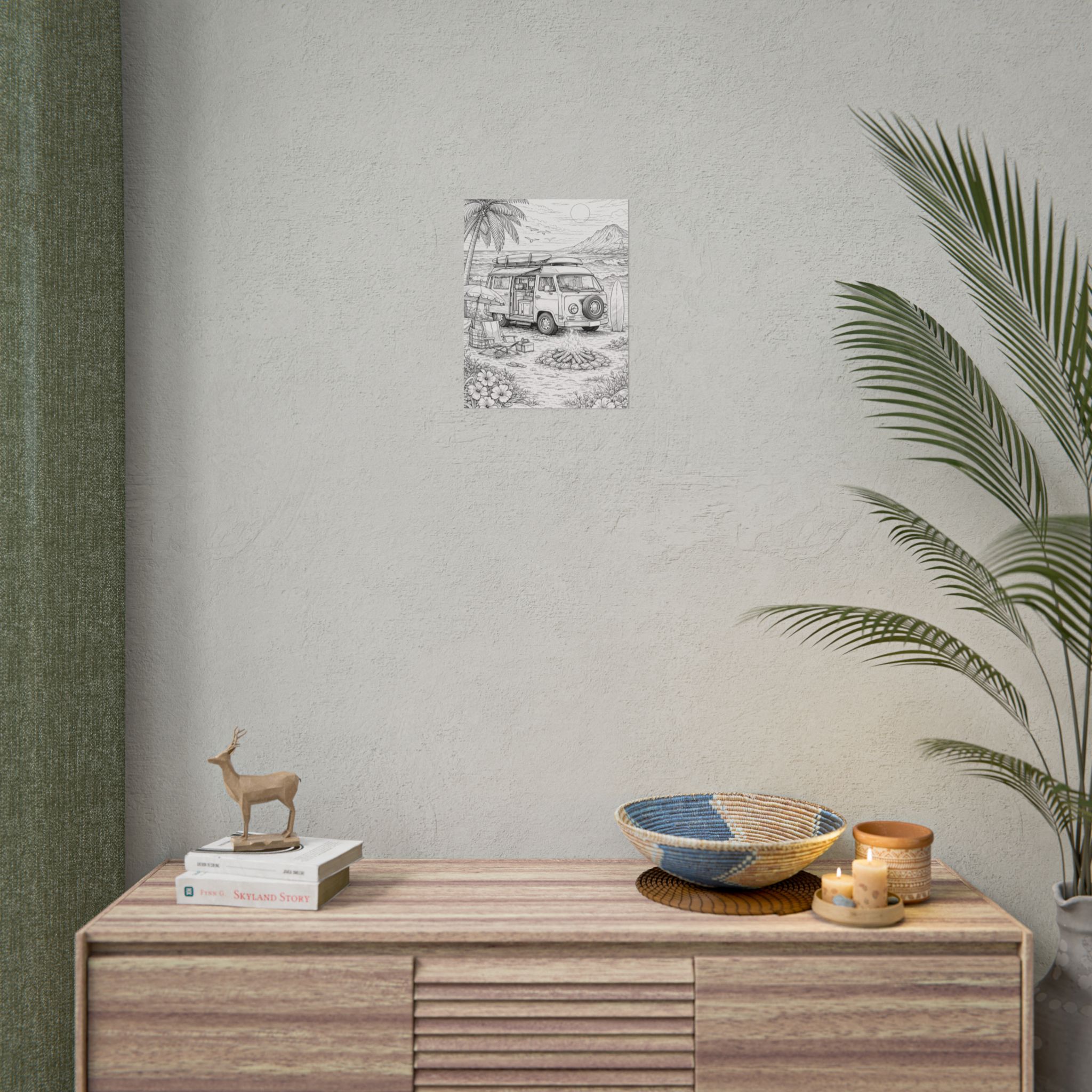 Campervan Poster — Vintage RV Camping Landscape Wall Art