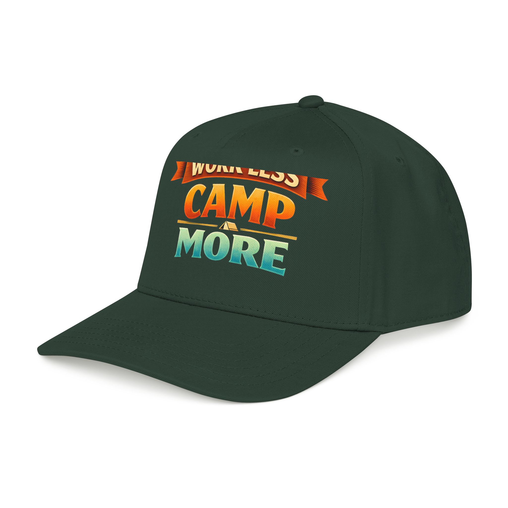 Baseball Cap - "Work Less-Camp More" Design Scenic-Line
