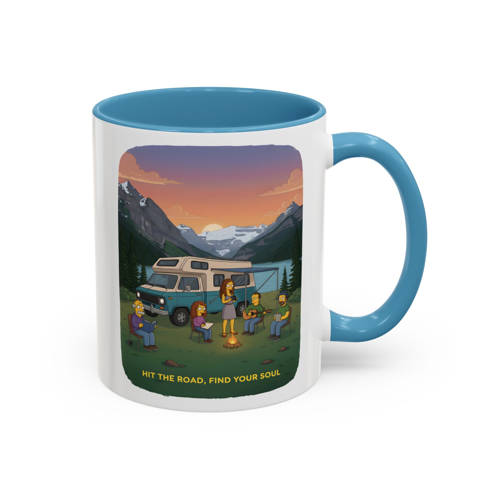 Accent Coffee Mug (11, 15oz) — "Hit The Road-Find Your Soul" Design Sitcom-Line