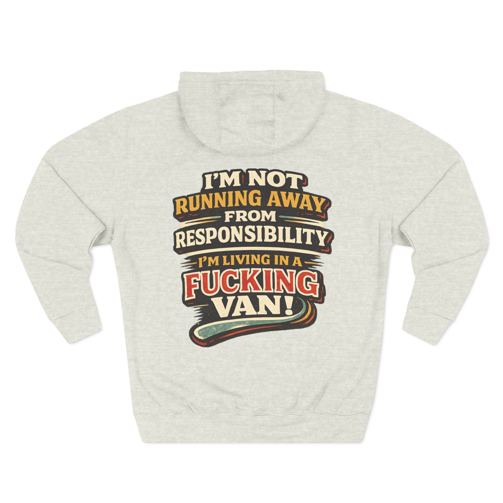 Three-Panel Fleece Hoodie - "I`m Not running Away" Design F**K-Line