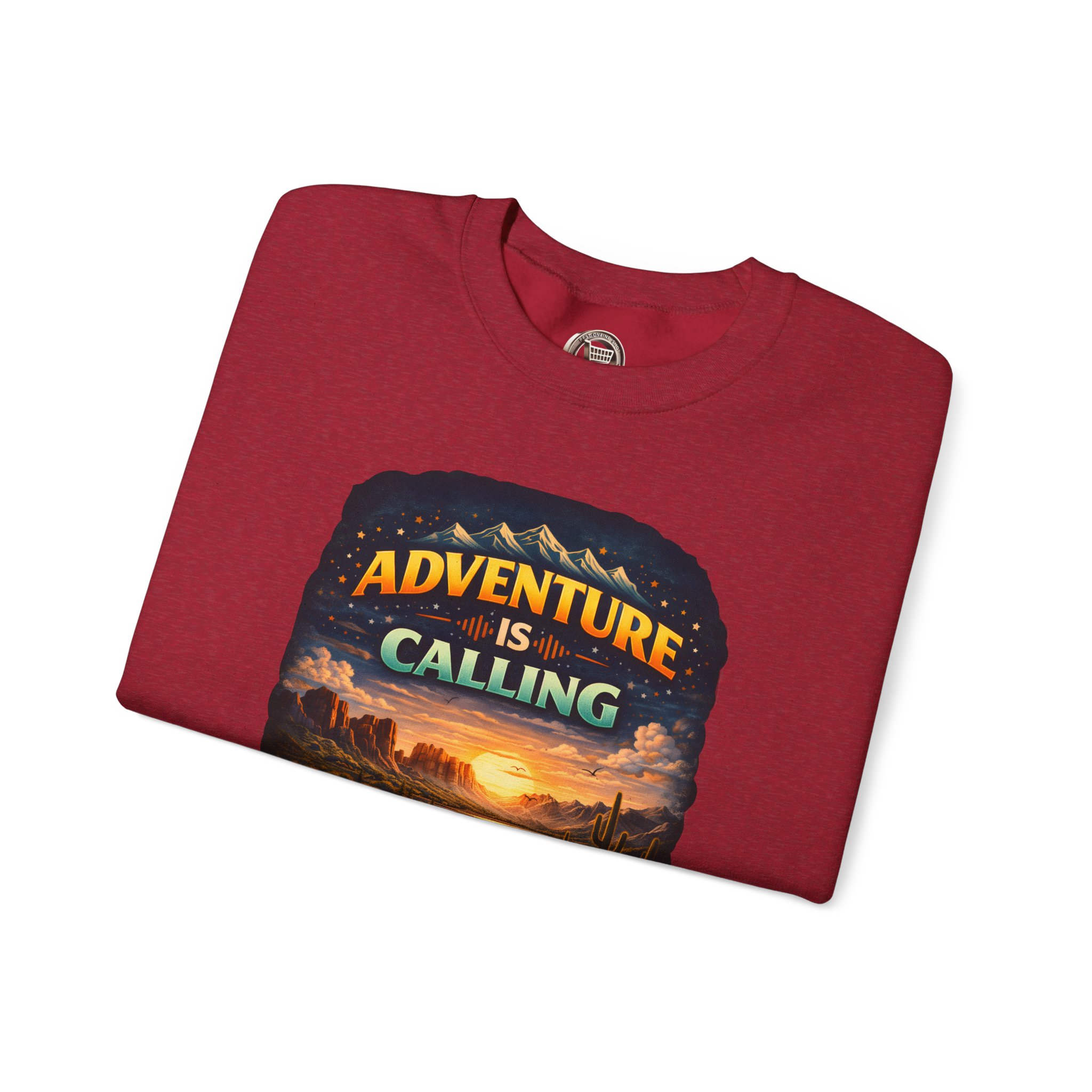 Unisex Heavy Blend™ Crewneck Sweatshirt — "Adventure Is Calling" Design Scenic-Line