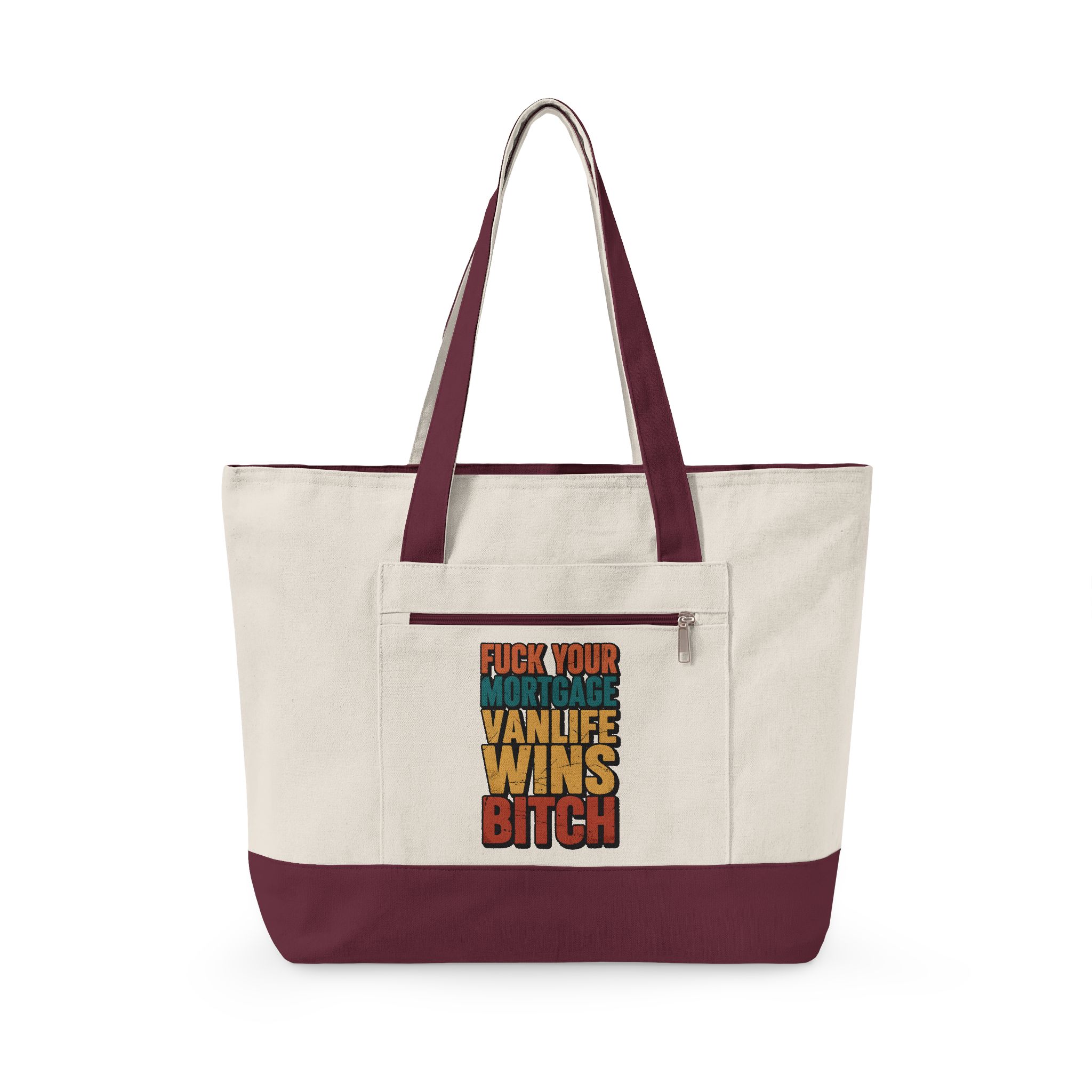 Zippered Canvas Tote — "Fuck Your Mortgage" (Design F**K-Line)