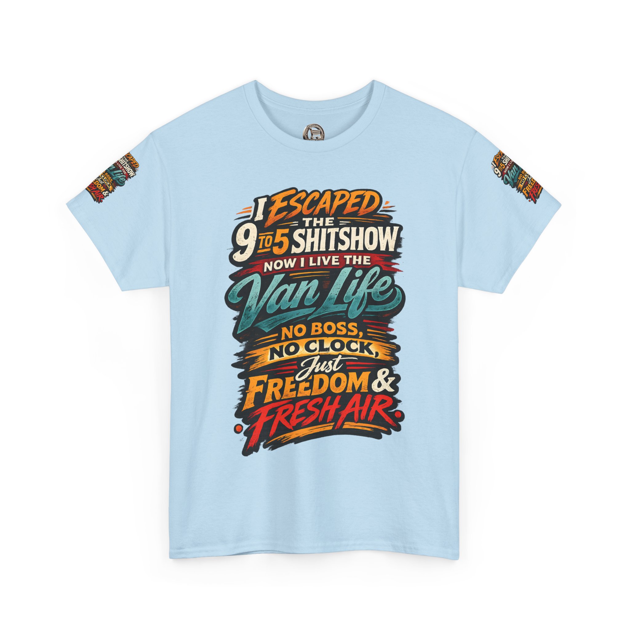 Unisex Heavy Cotton Tee — "I Escaped The 9 To 5" Design F**K-Line