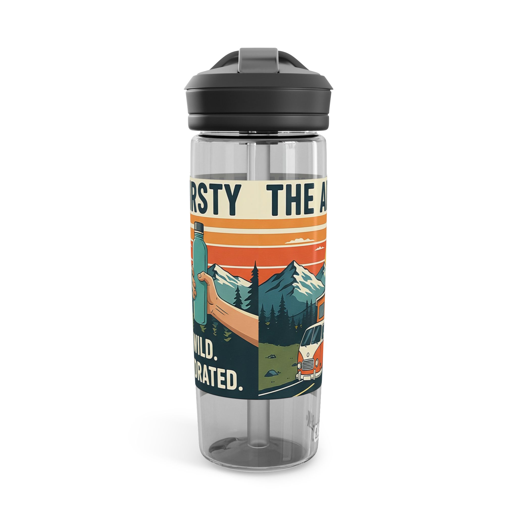 Water Bottle — 20/25oz CamelBak Eddy® | "Adventure Is Out There " Retro Mountain & Van Camping Design