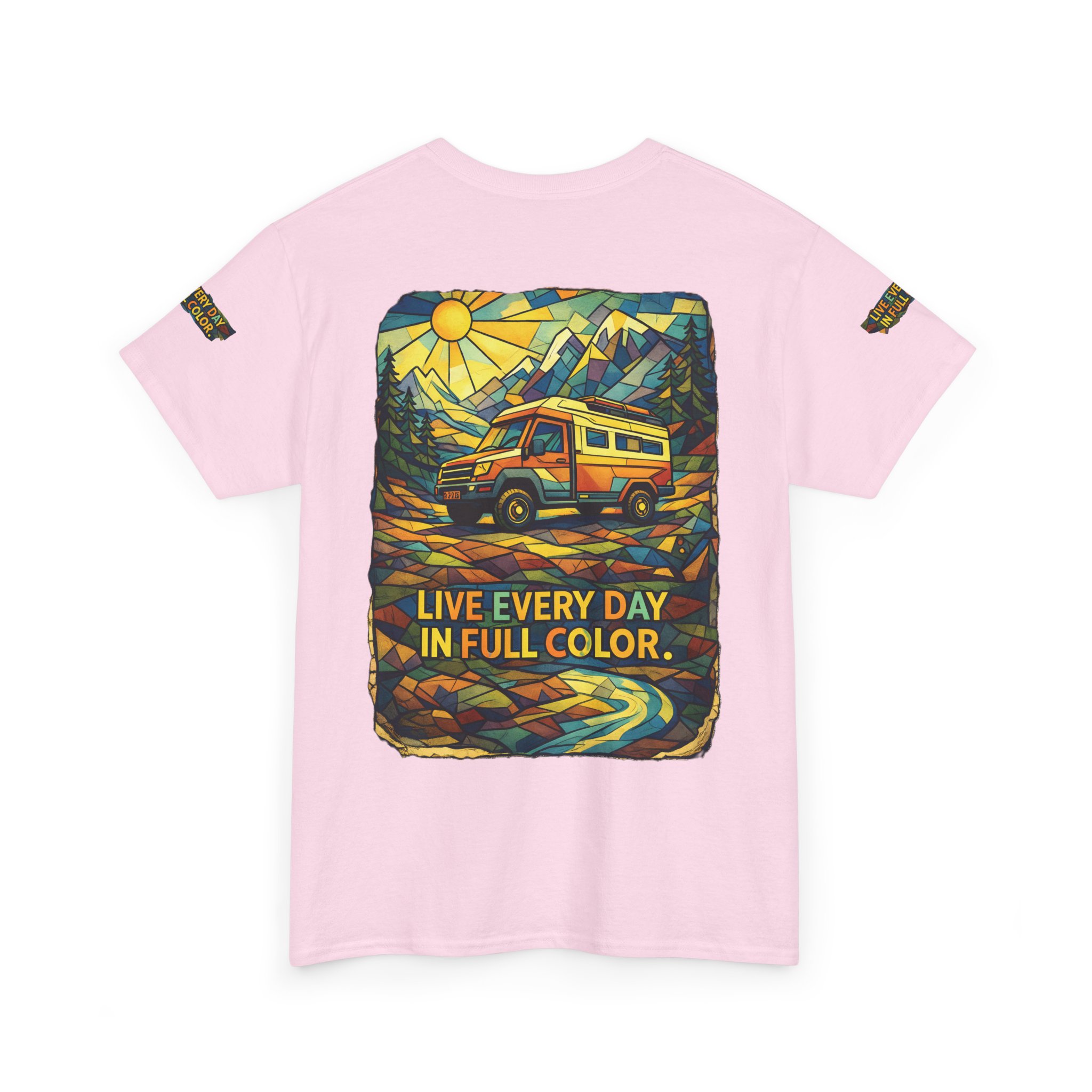 16117988099681872869_2048.jpeg Unisex Heavy Cotton Tee — "Live Life Every Day In Full Color" Design Cubic-Line