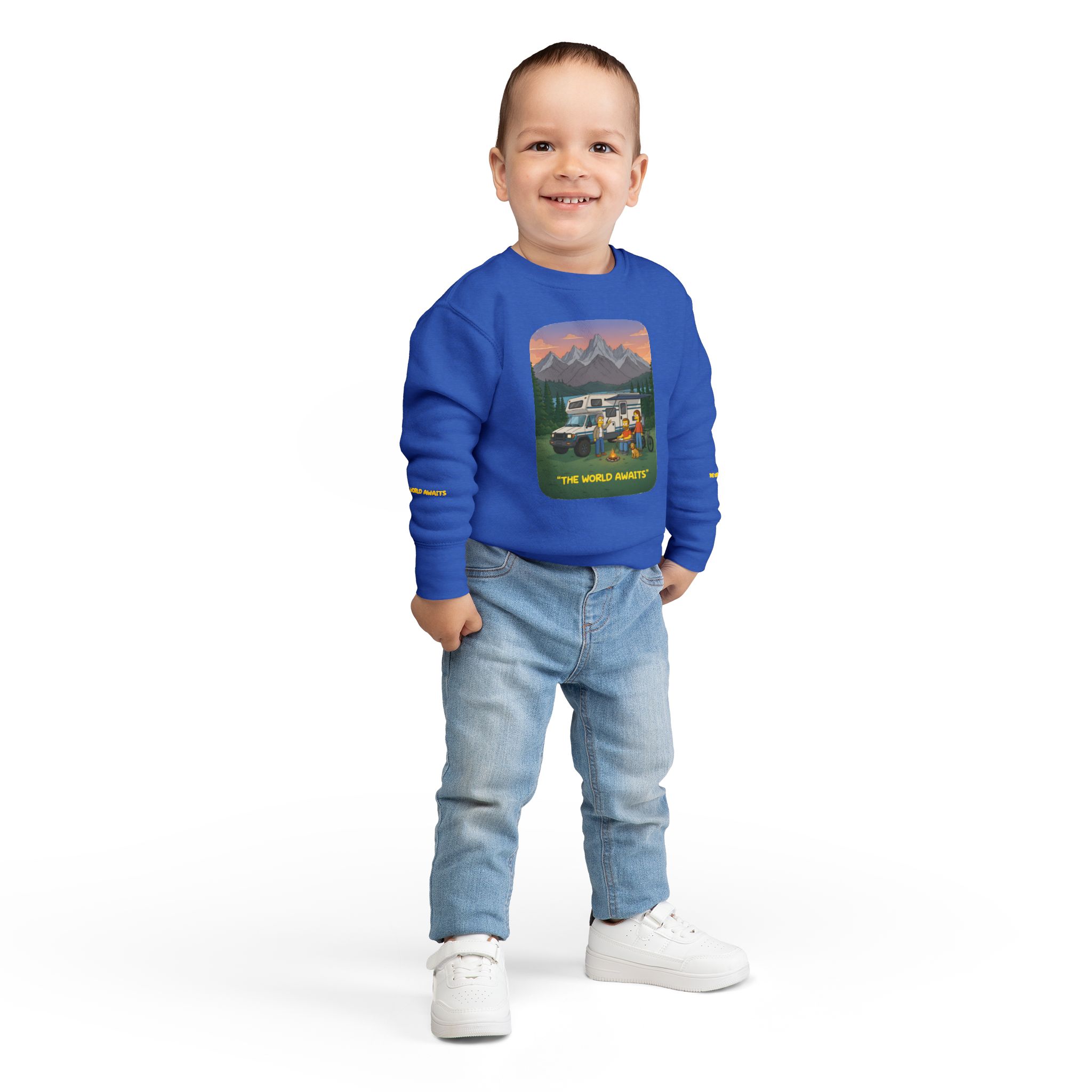 Toddler Sweatshirt - "The World Awaits" (Design Sitcom-Line)