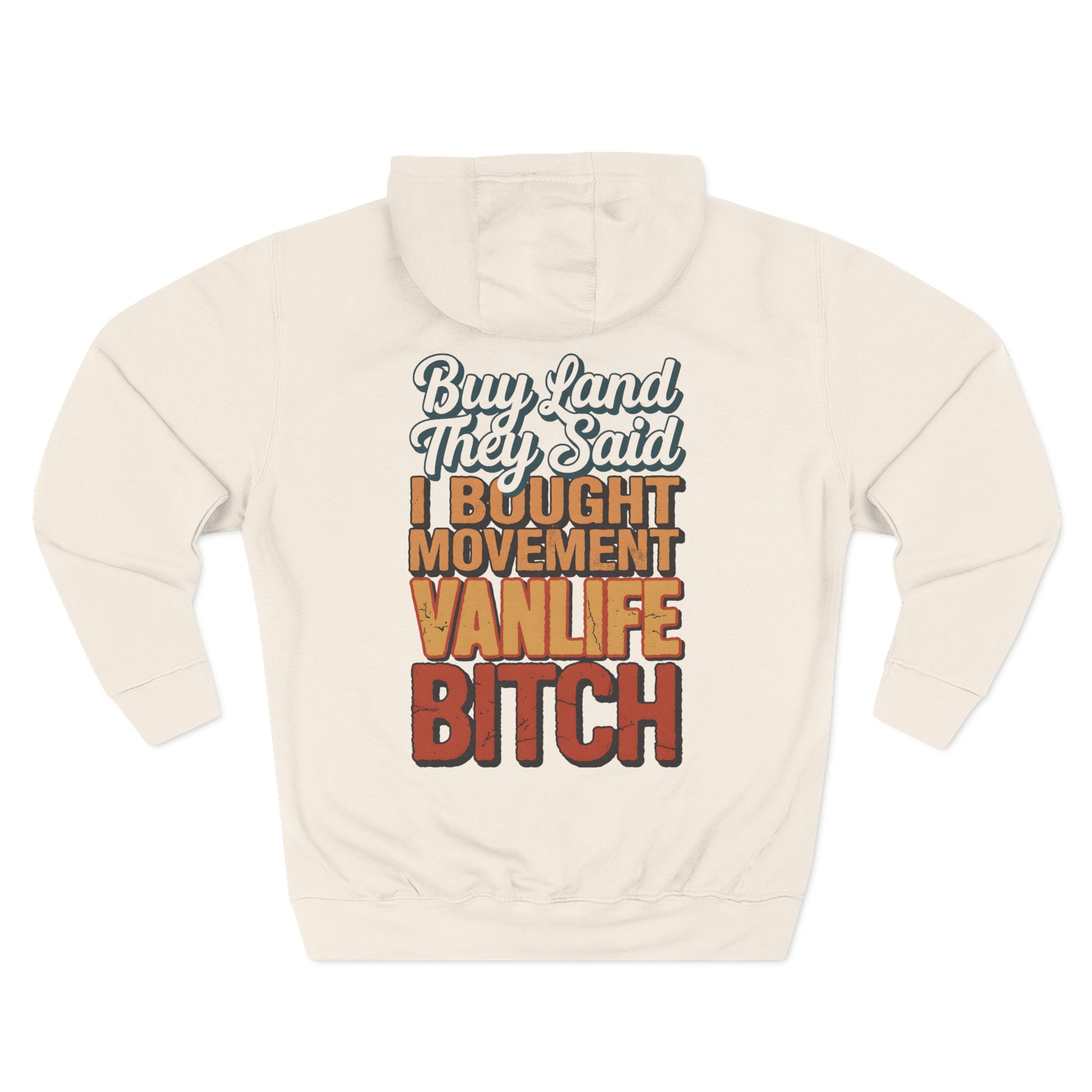16121066612721648709_2048.jpeg Three-Panel Fleece Hoodie - "Buy Land They Said" Design F**K-Line