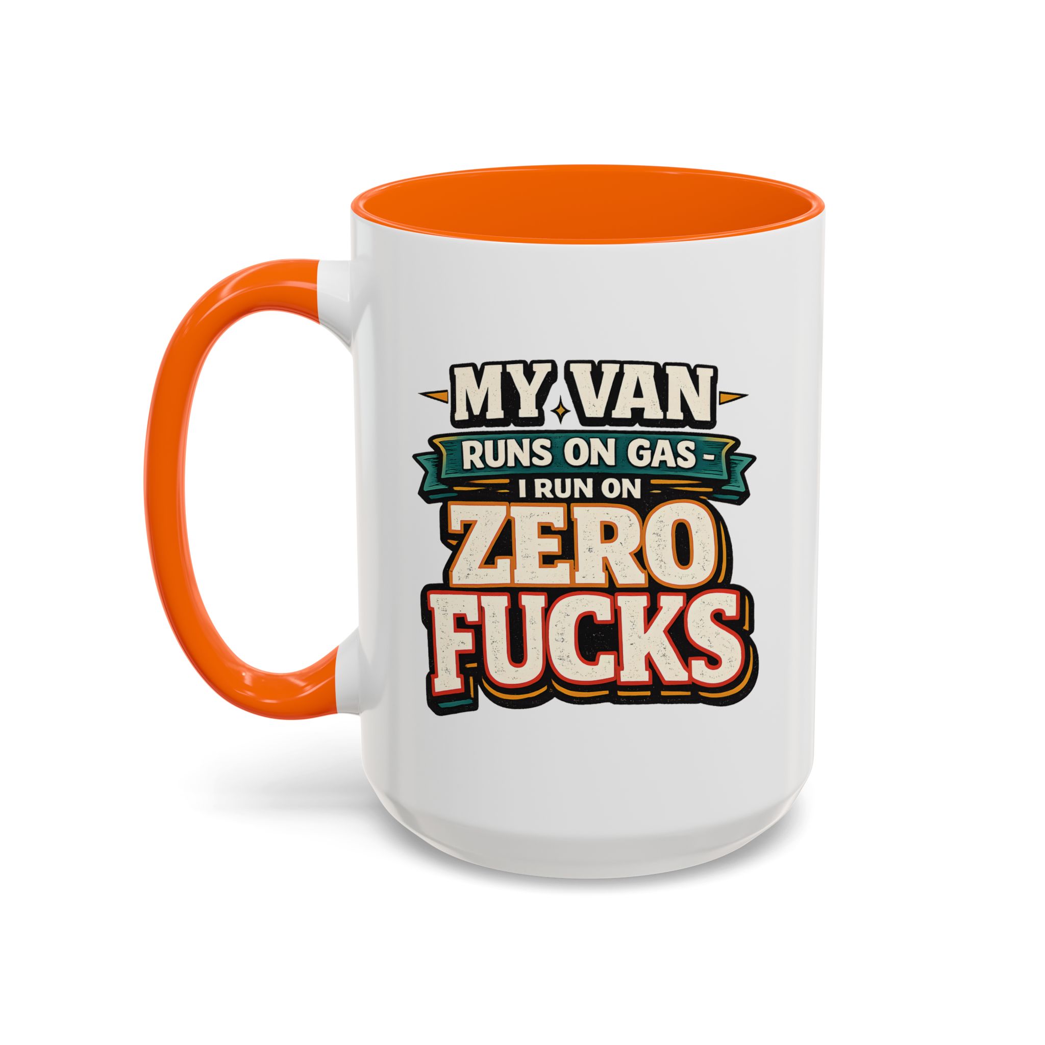 Accent Coffee Mug (11, 15oz) — "My Van Runs On Gas" Design F**K-Line