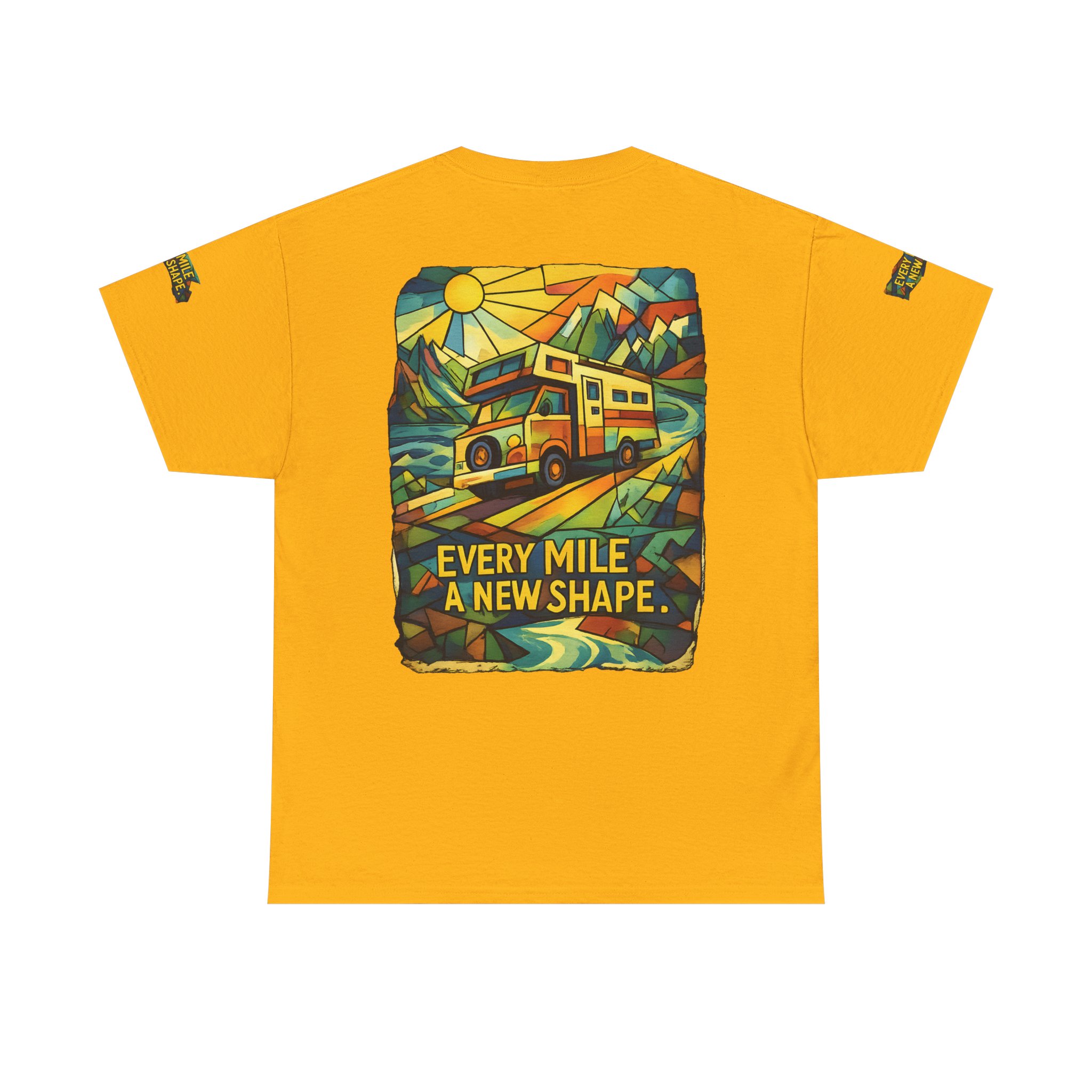 Unisex Heavy Cotton Tee — "Every Mile A New Shape" Design Cubic-Line