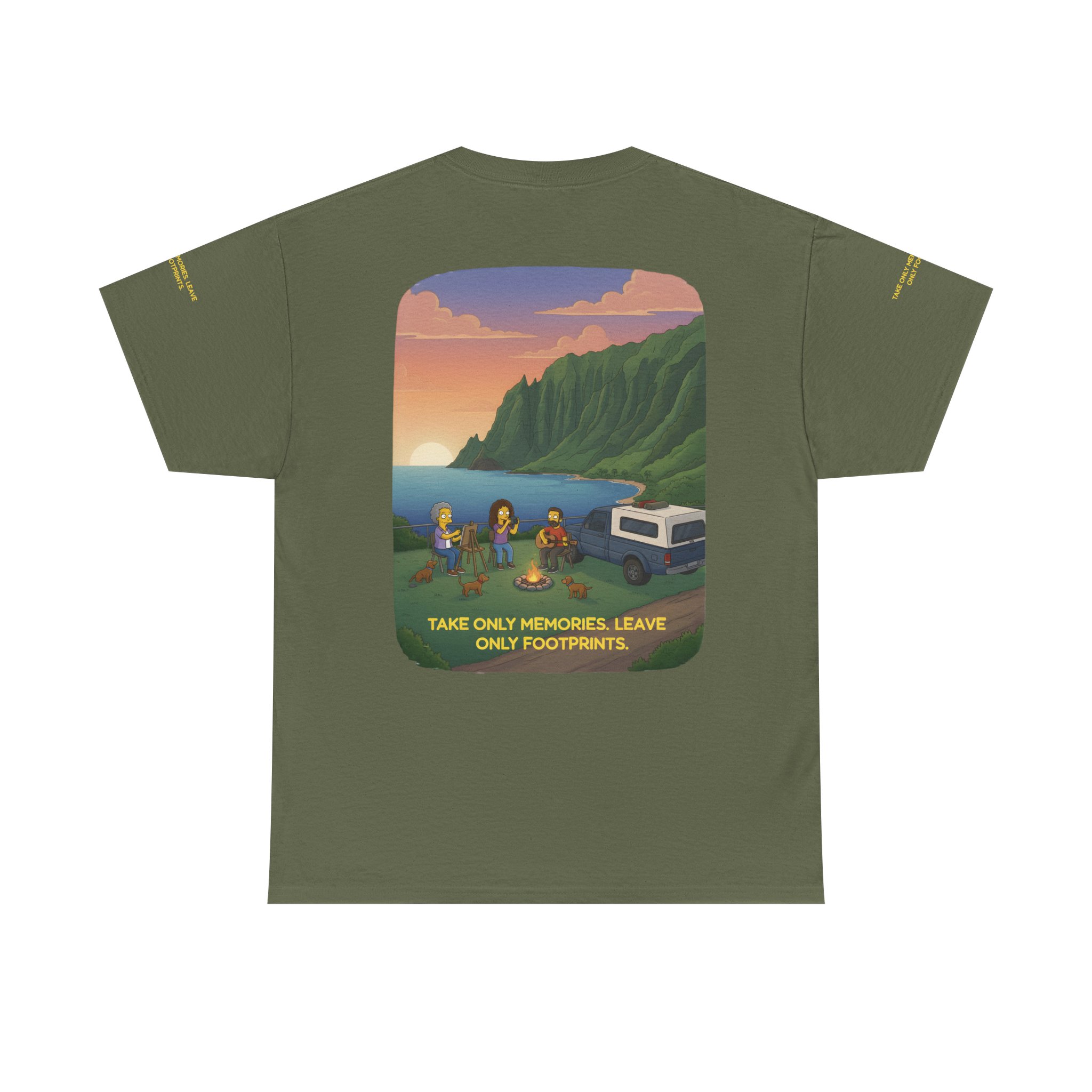 Unisex Heavy Cotton Tee — "Take Only Memories-Leave Only Footprints" Design Sitcom-Line