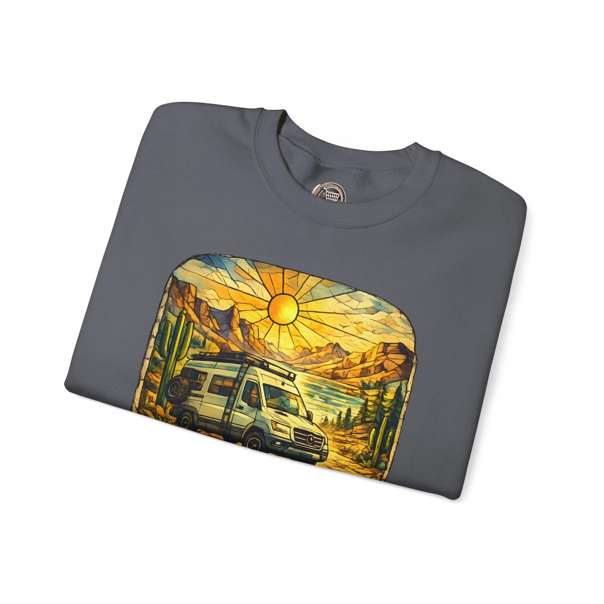 Unisex Heavy Blend™ Crewneck Sweatshirt — "Chase The Sun" Design Cubic-Line