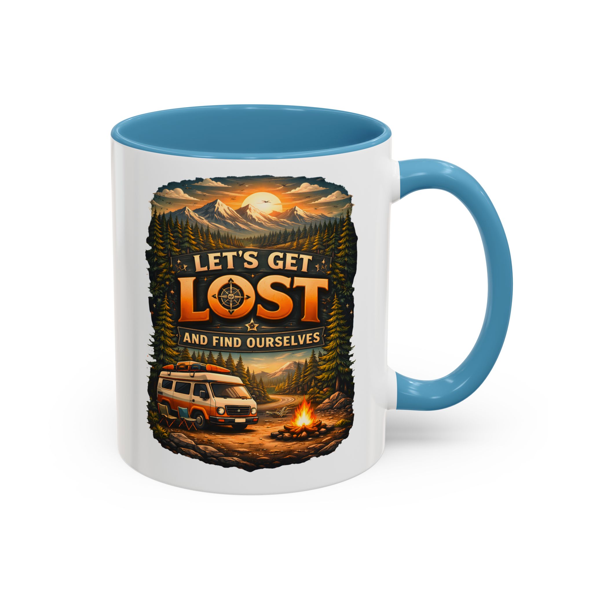 Accent Coffee Mug (11, 15oz) — "Let´s Get Lost And Find Ourselfs" Design Scenic-Line