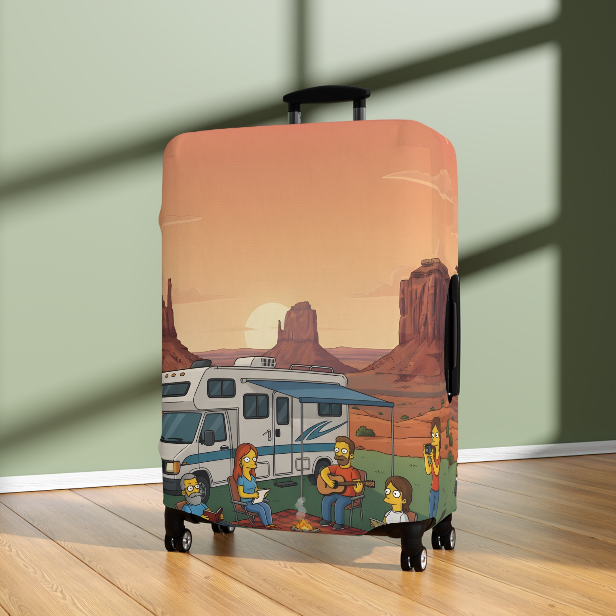Luggage Cover — Adventure Camper Sketch Travel Suitcase(Design Sitcom-Line)