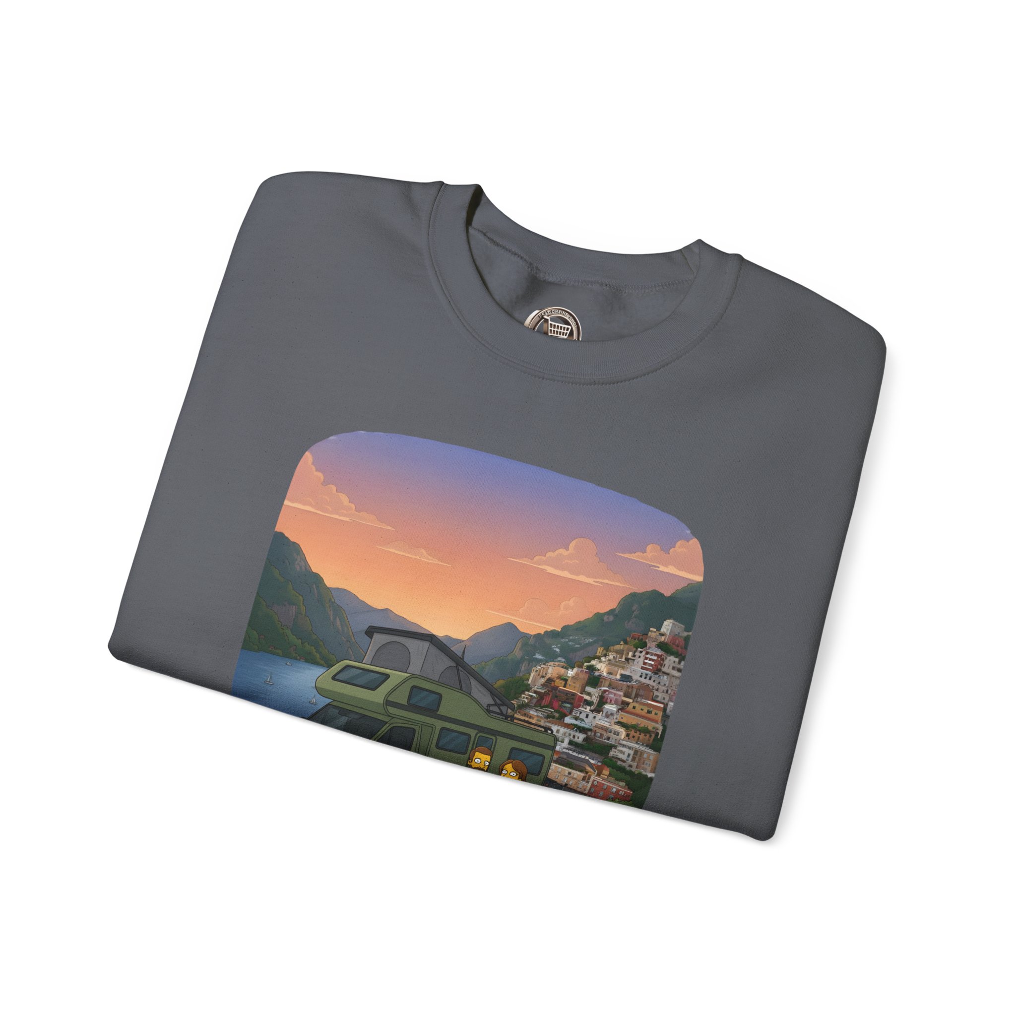 Unisex Heavy Blend™ Crewneck Sweatshirt — "Mountain Air And Alpine Adventure"" Design Sitcom-Line