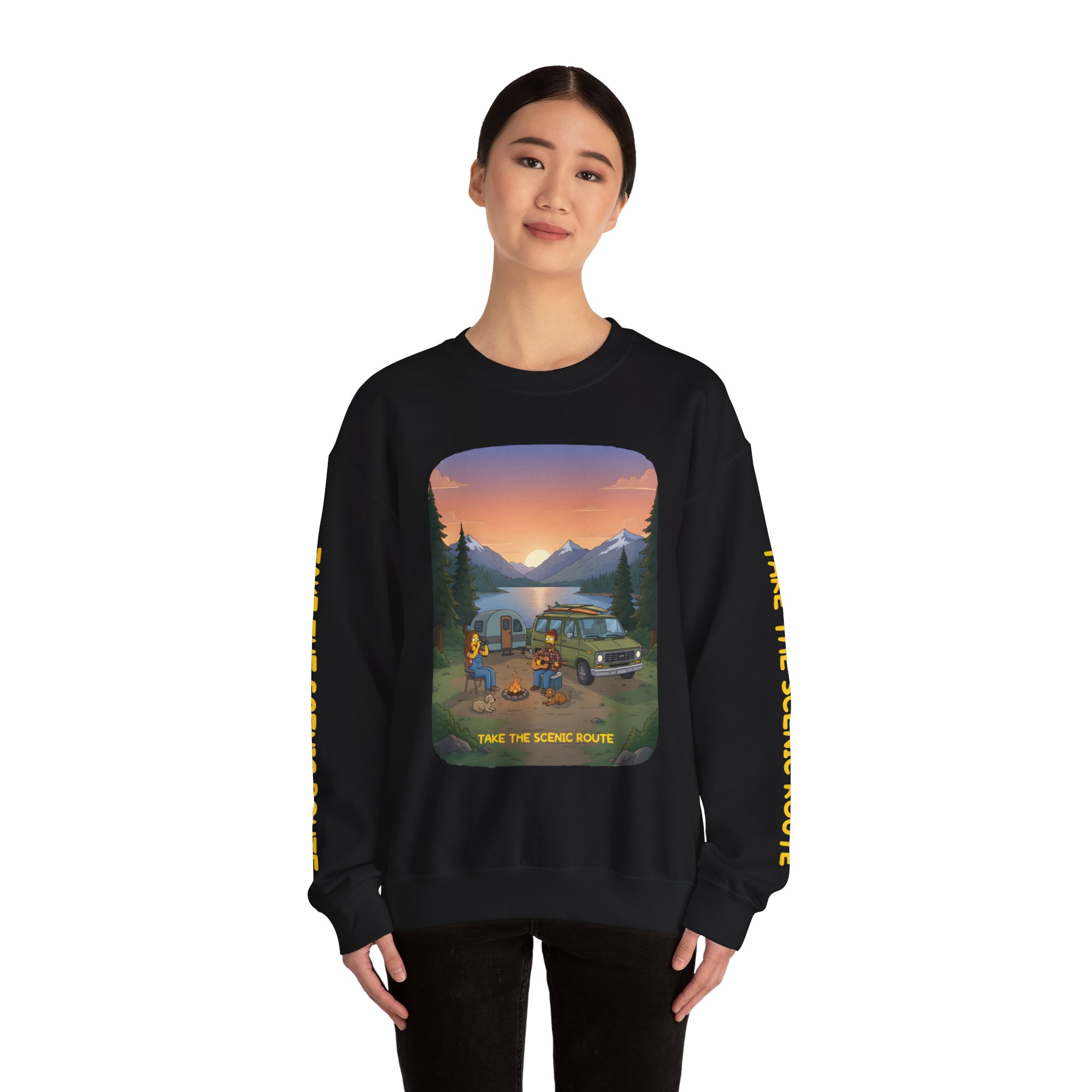 Unisex Heavy Blend™ Crewneck Sweatshirt — "Take The Scenic Route" Design Sitcom-Line