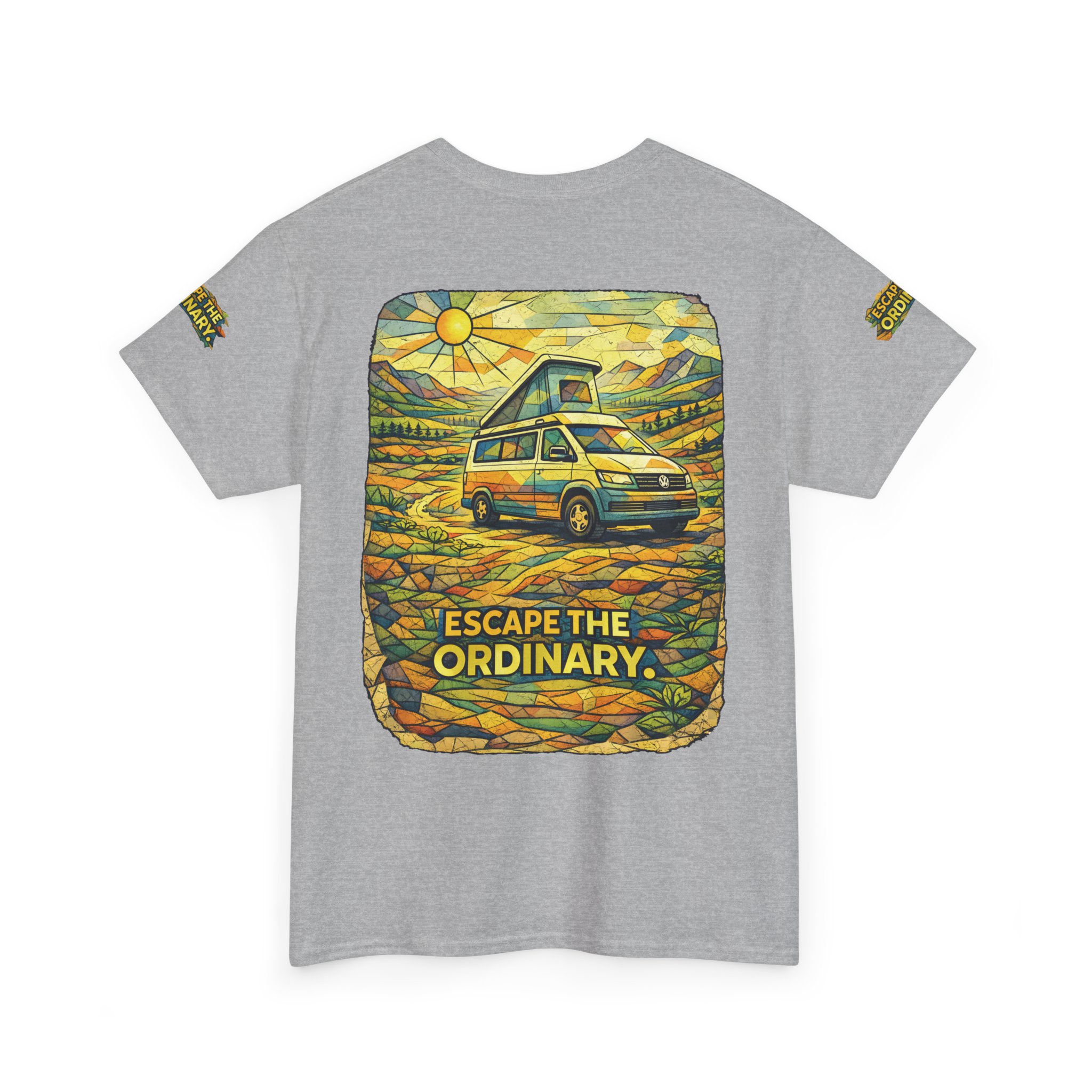 16142374186410752467_2048.jpeg Unisex Heavy Cotton Tee — "Escape The Ordinary" Design Cubic-Line