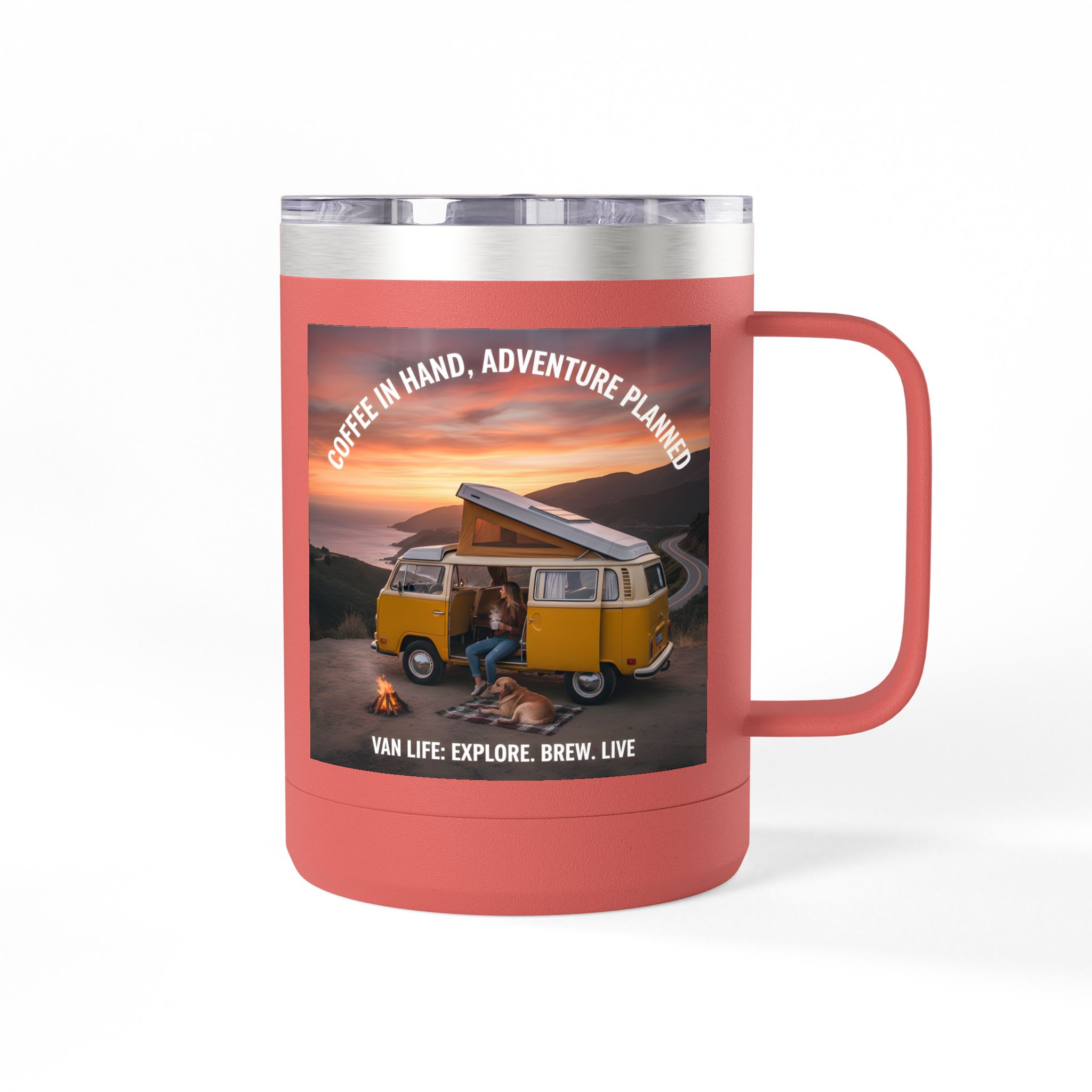 Coffee Mug Tumbler, 15oz — "Coffee in Hand, Adventure Planned"