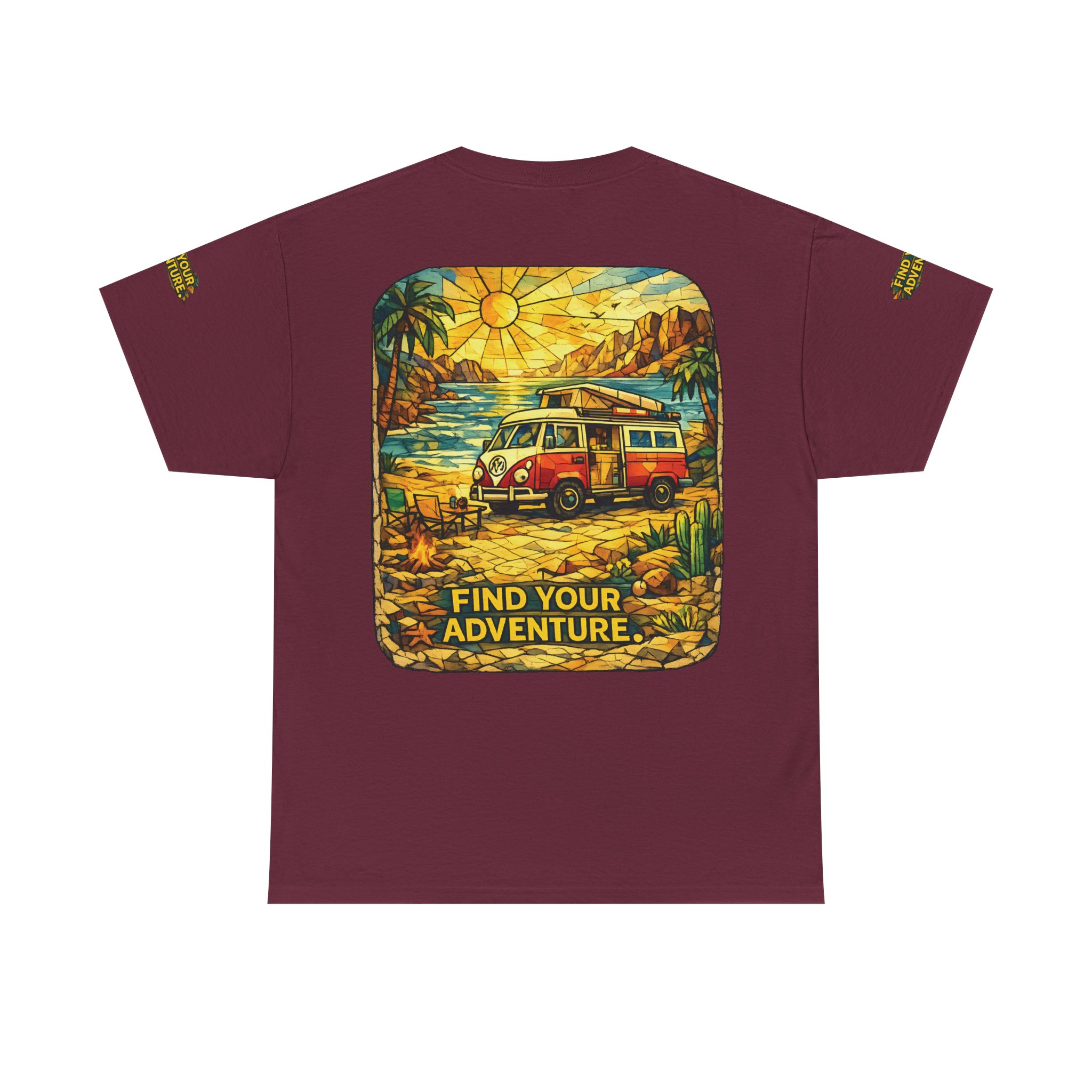 Unisex Heavy Cotton Tee — "Find Your Adventure" Design Cubic-Line