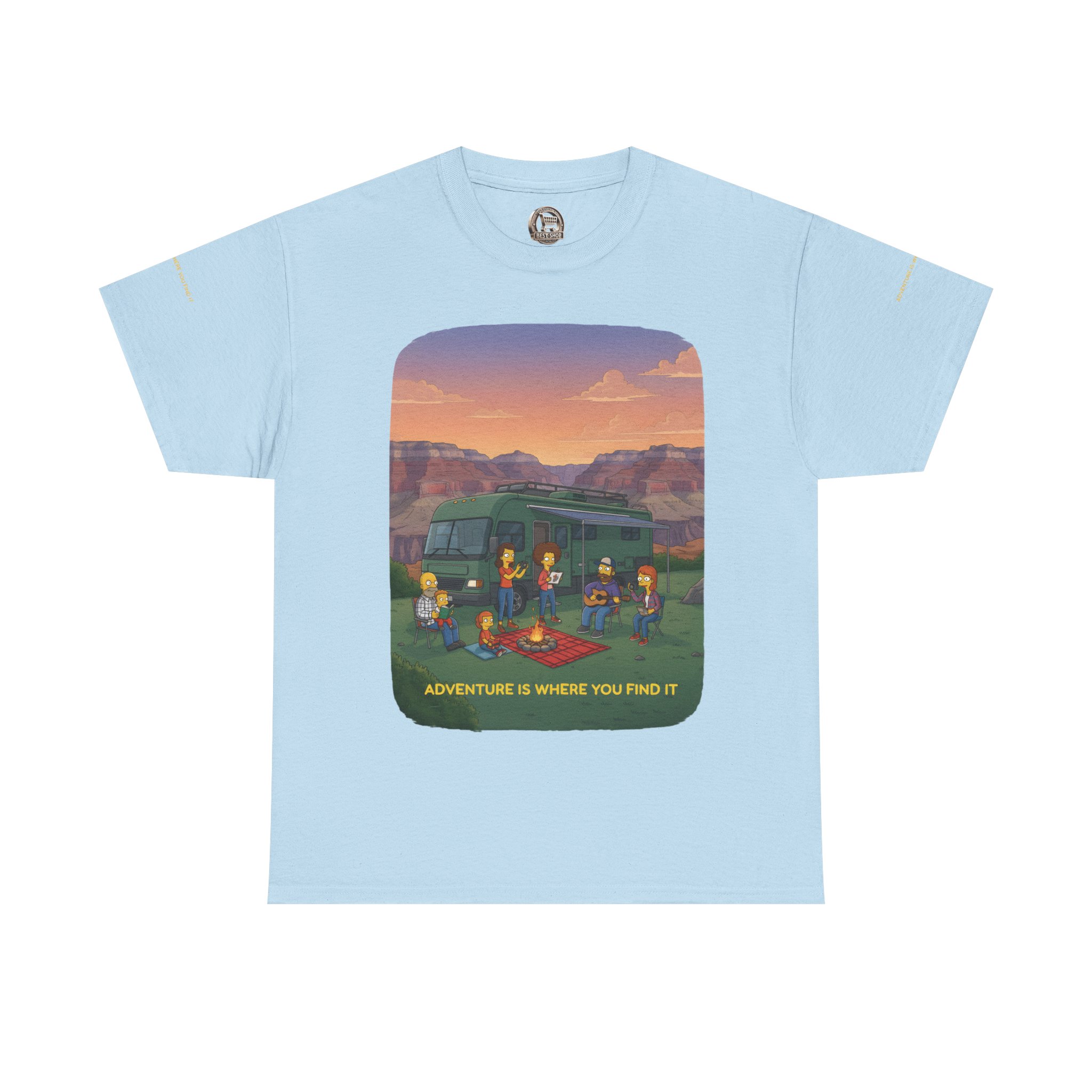 Unisex Heavy Cotton Tee — "Adventure Is Where You Find It" Design Sitcom-Line