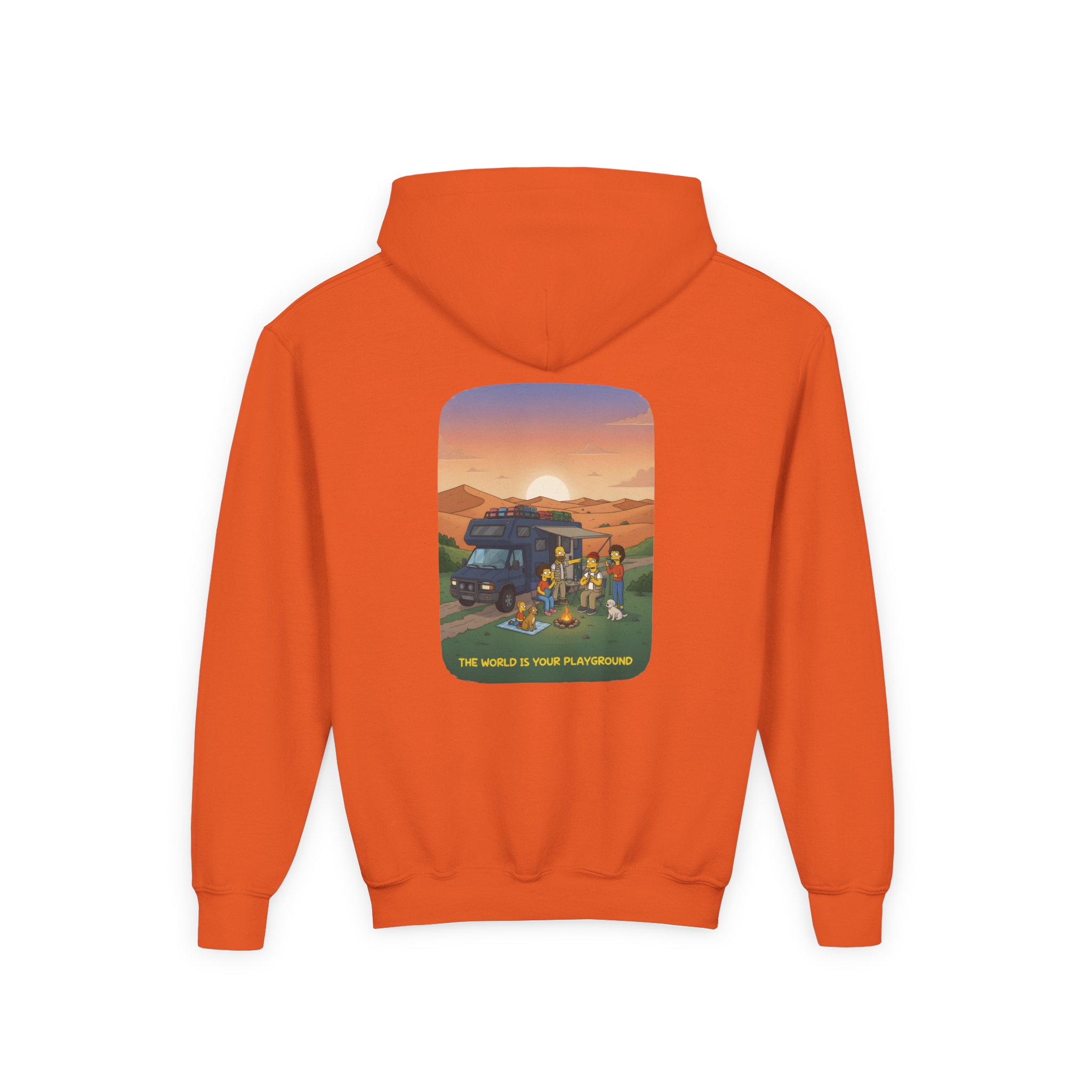 Youth Hoodie(Gildan) – "The World Is Your playground" (Design Sitcom-Line)