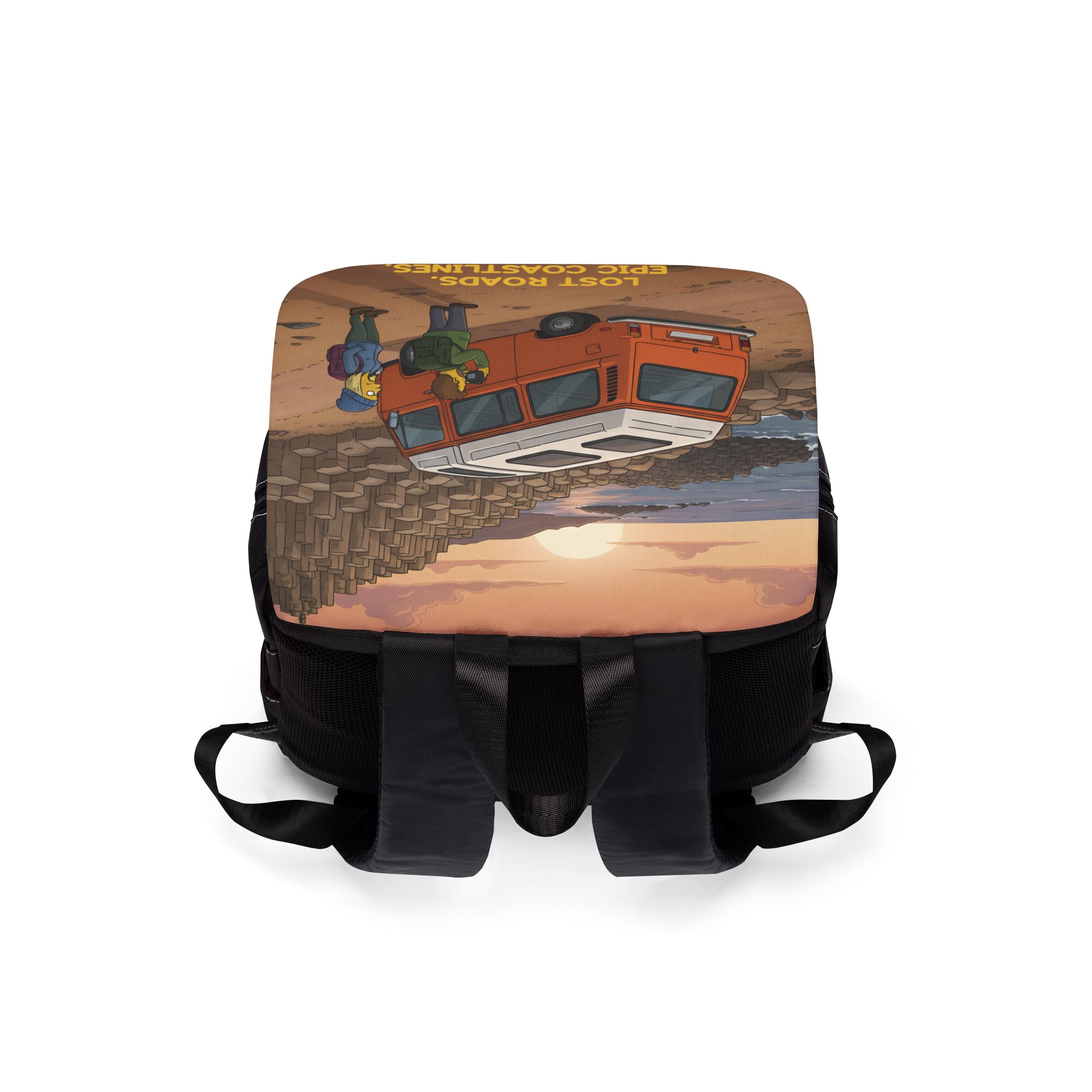 Unisex Casual Shoulder Backpack — "Lost Roads Epic Coastlines" Design Sitcom-Line