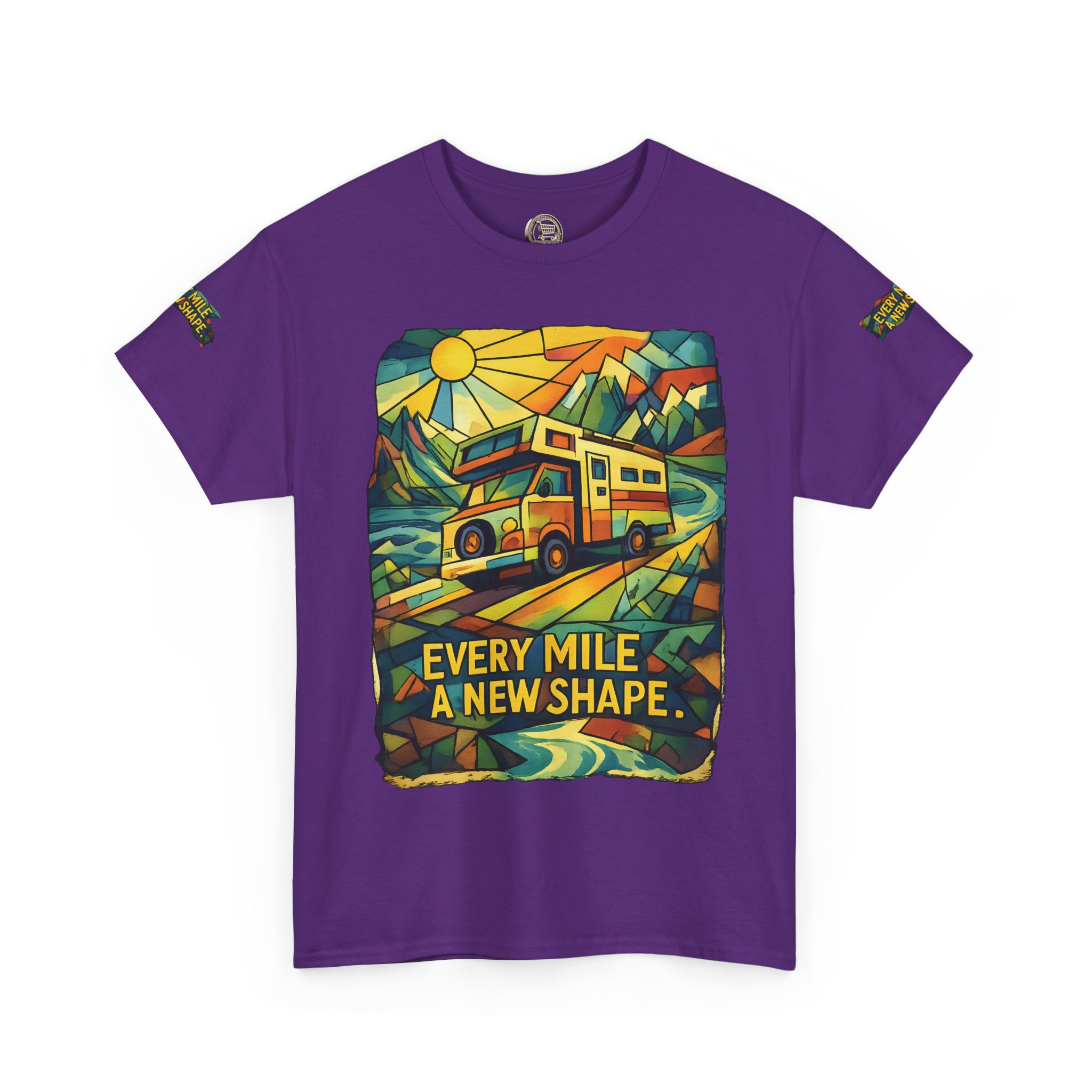 Unisex Heavy Cotton Tee — "Every Mile A New Shape" Design Cubic-Line