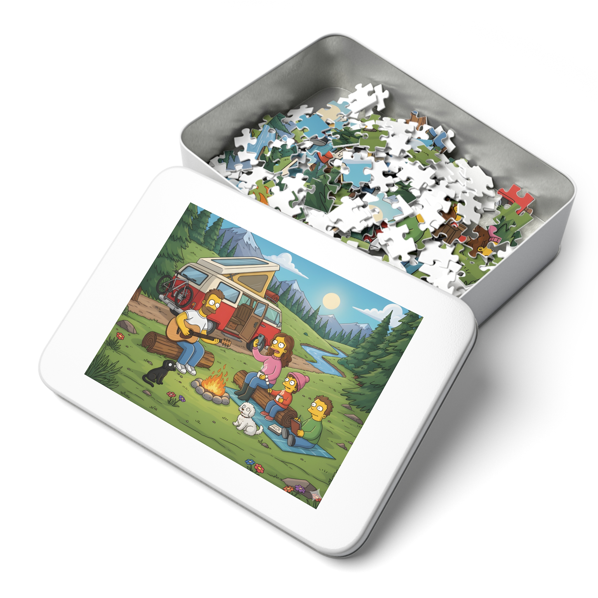 Jigsaw Puzzle with Tin — Scenic Campervan Campfire