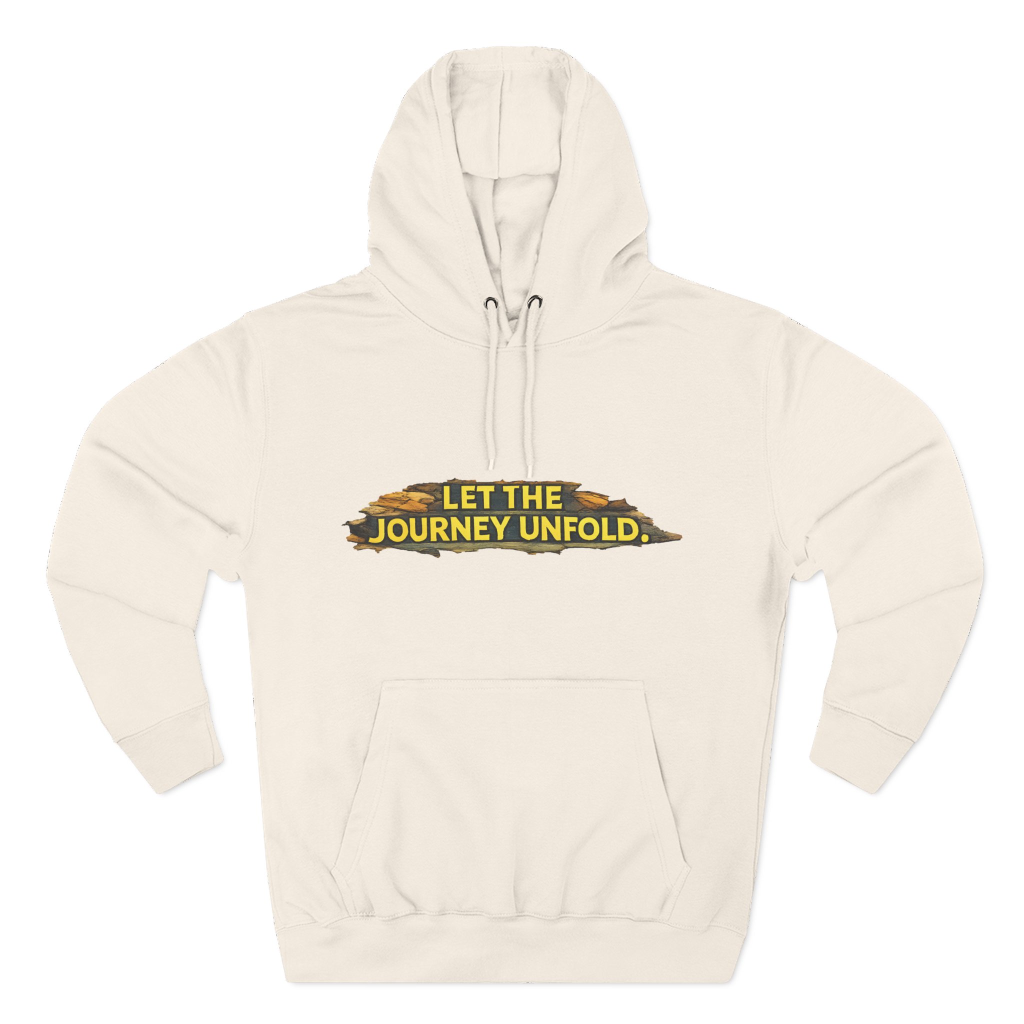 Three-Panel Fleece Hoodie - "Let The Journey Unfold" Design Cubic-Line