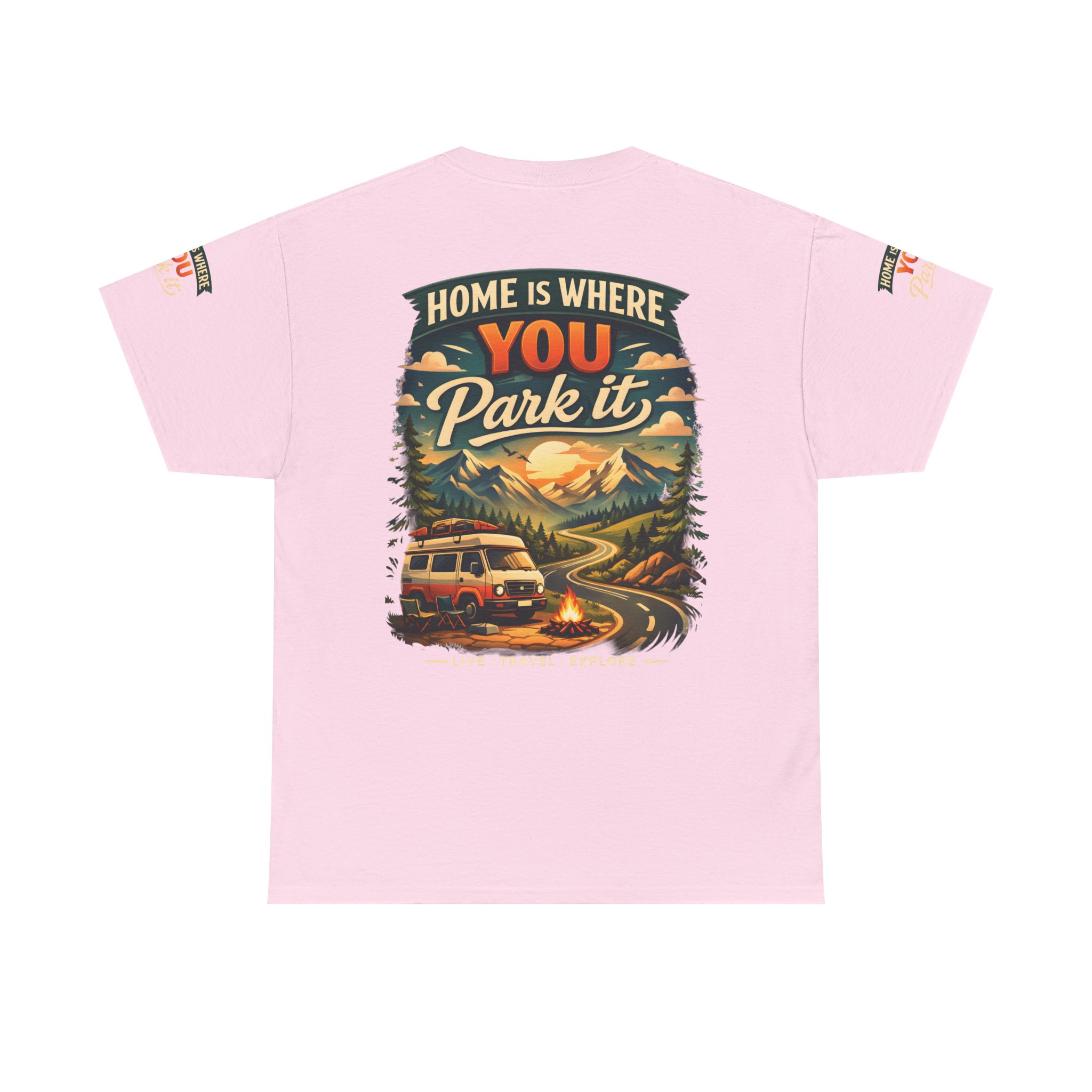 Unisex Heavy Cotton Tee — "Hom Is Where You Park It" Design Scenic-Line