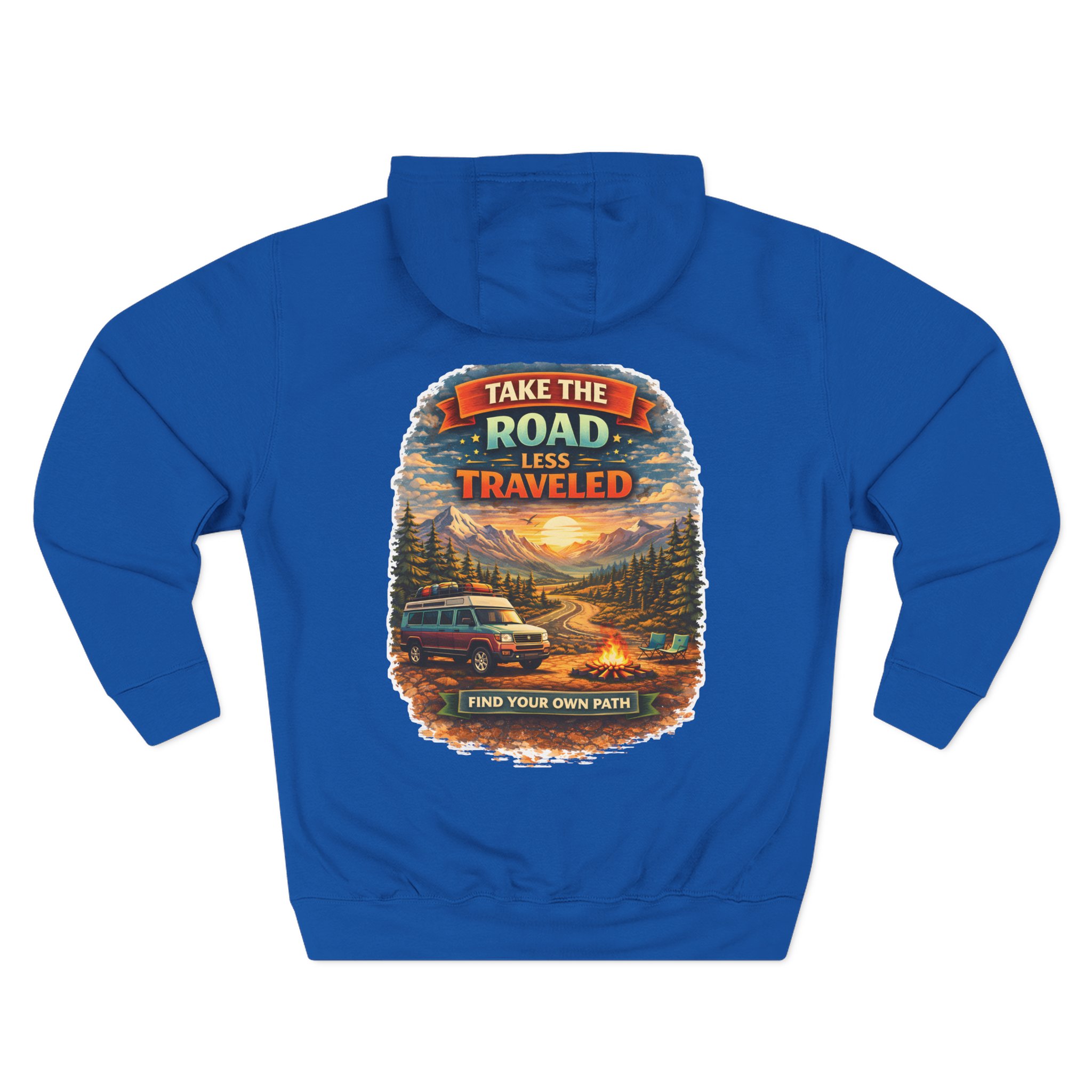 Three-Panel Fleece Hoodie - "Take The Road Less Traveled" Design Scenic-Line
