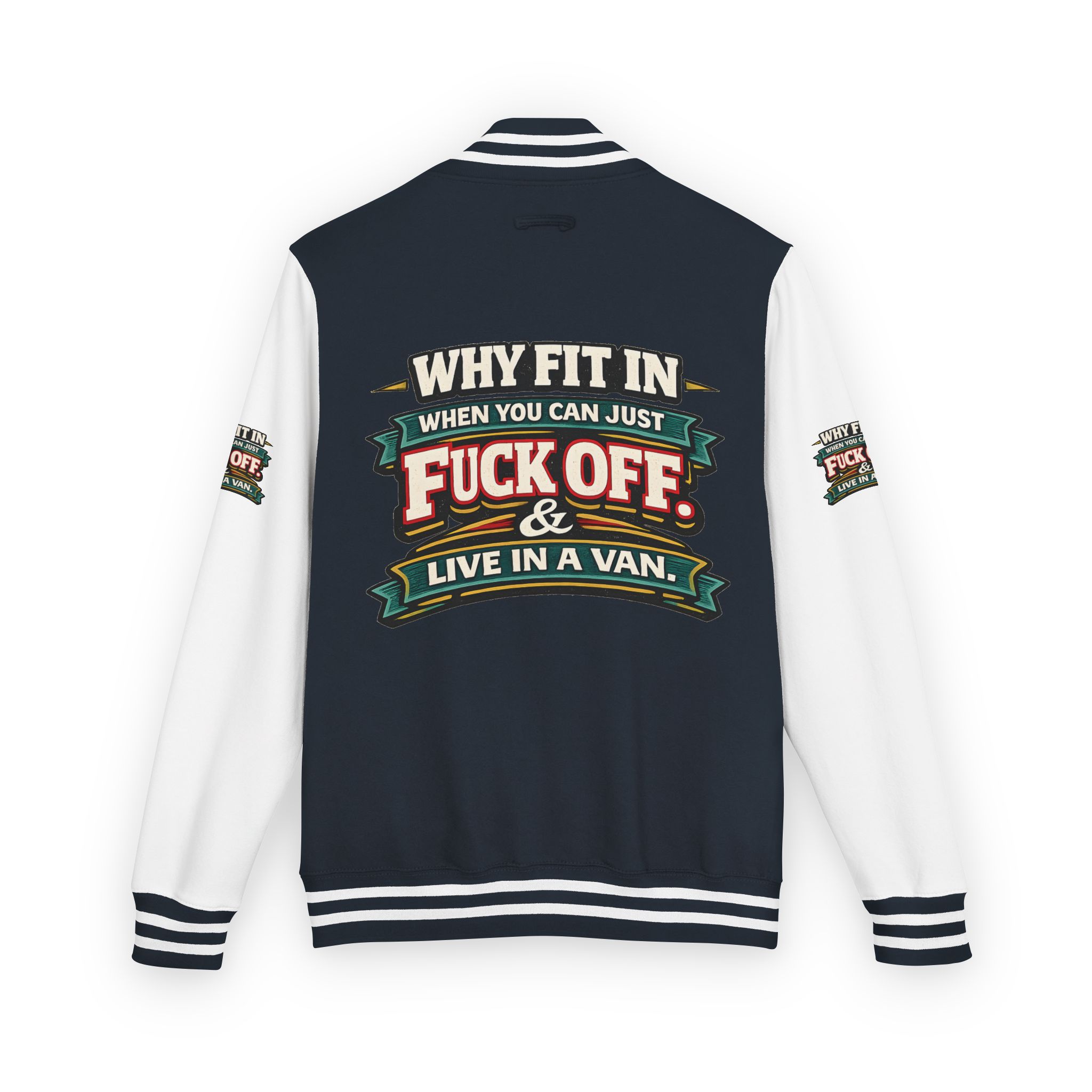 Unisex Heavyweight Letterman Jacket — "Why Fit In" Design F**K-Line