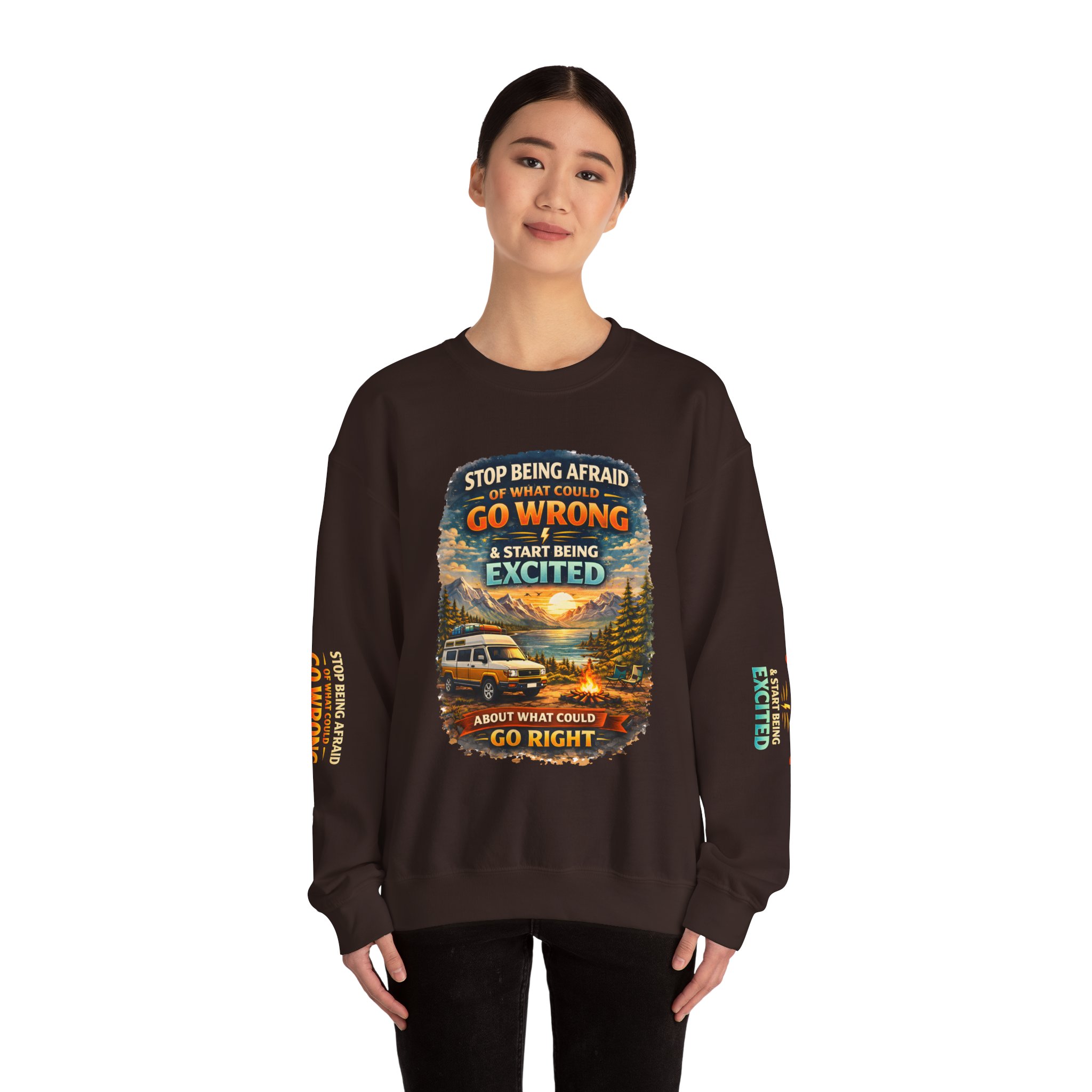 Unisex Heavy Blend™ Crewneck Sweatshirt — "Stop Being Afraid Of What Could Go Wrong" Design Scenic-Line