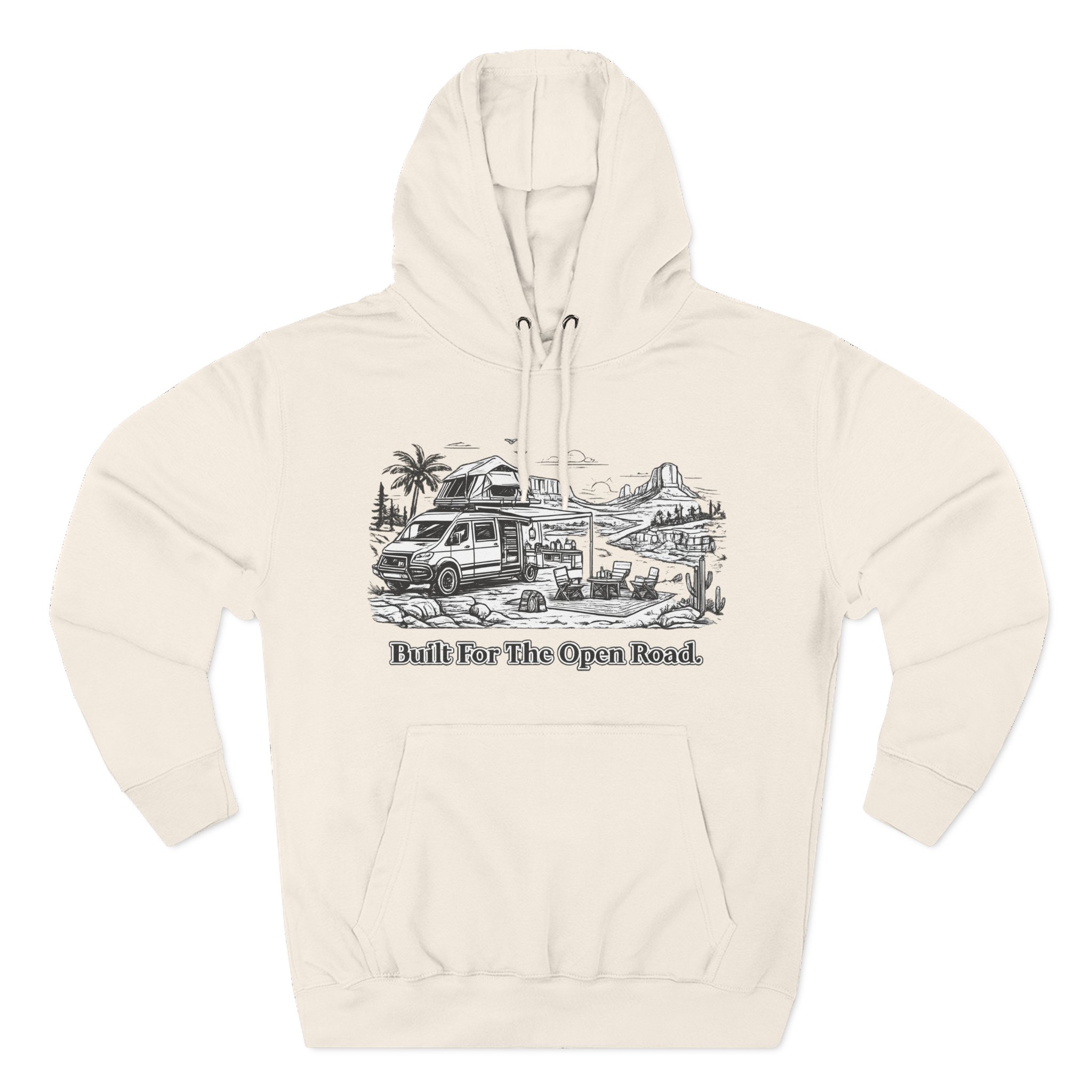 1617390689014939036_2048.jpeg Three-Panel Fleece Hoodie - "Built For The Open Road" Design Minimal-Line
