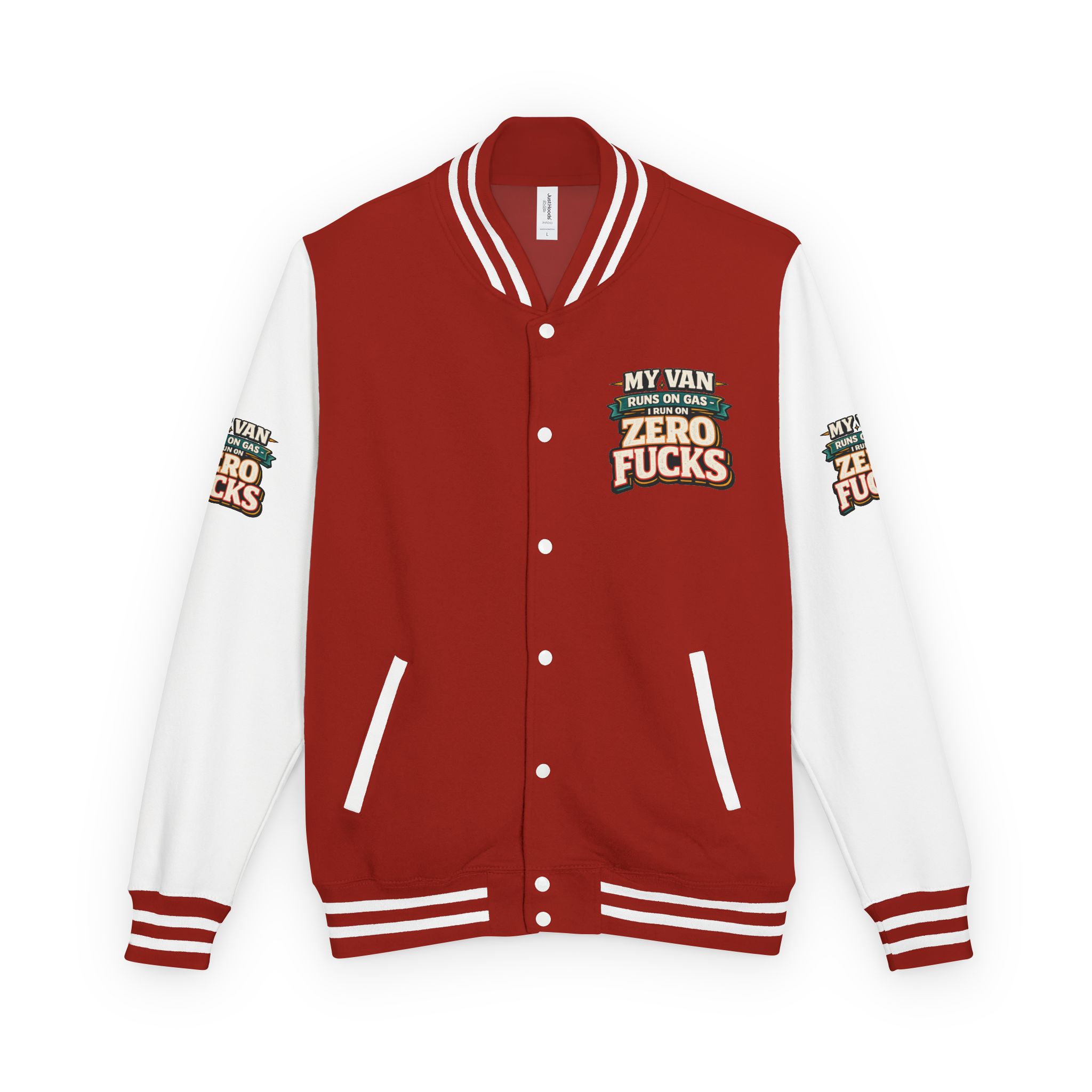16183566745502532144_2048-1.jpeg Unisex Heavyweight Letterman Jacket — "My Van Runs On Gas" Design F**K-Line