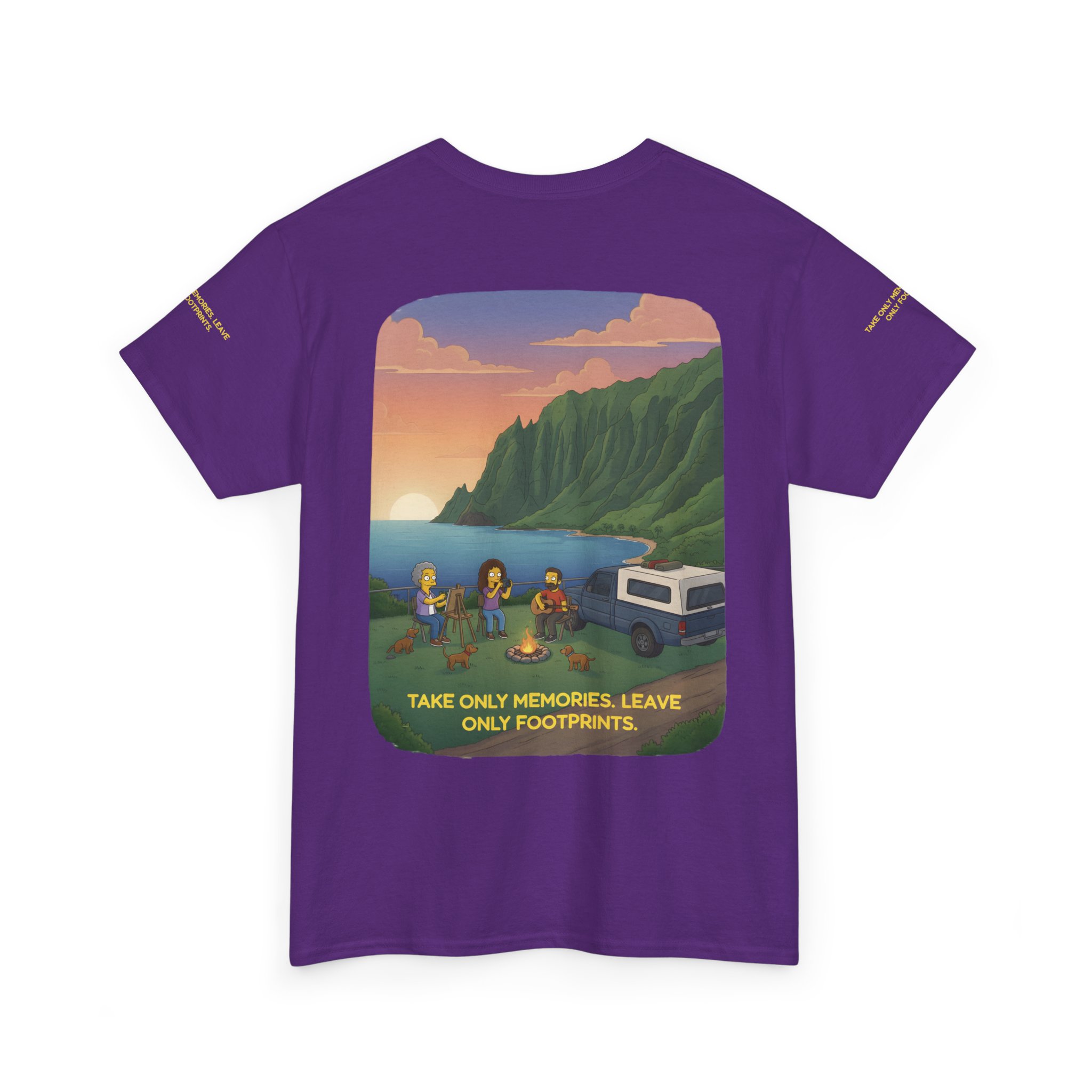 Unisex Heavy Cotton Tee — "Take Only Memories-Leave Only Footprints" Design Sitcom-Line