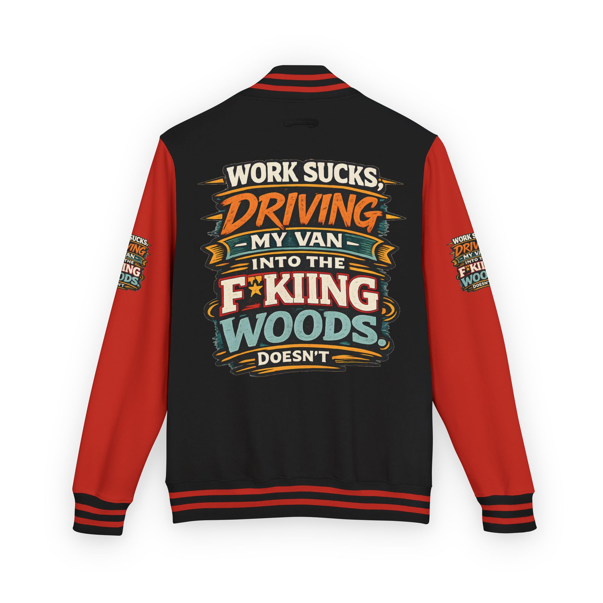Unisex Heavyweight Letterman Jacket — "Work Sucks" Design F**K-Line