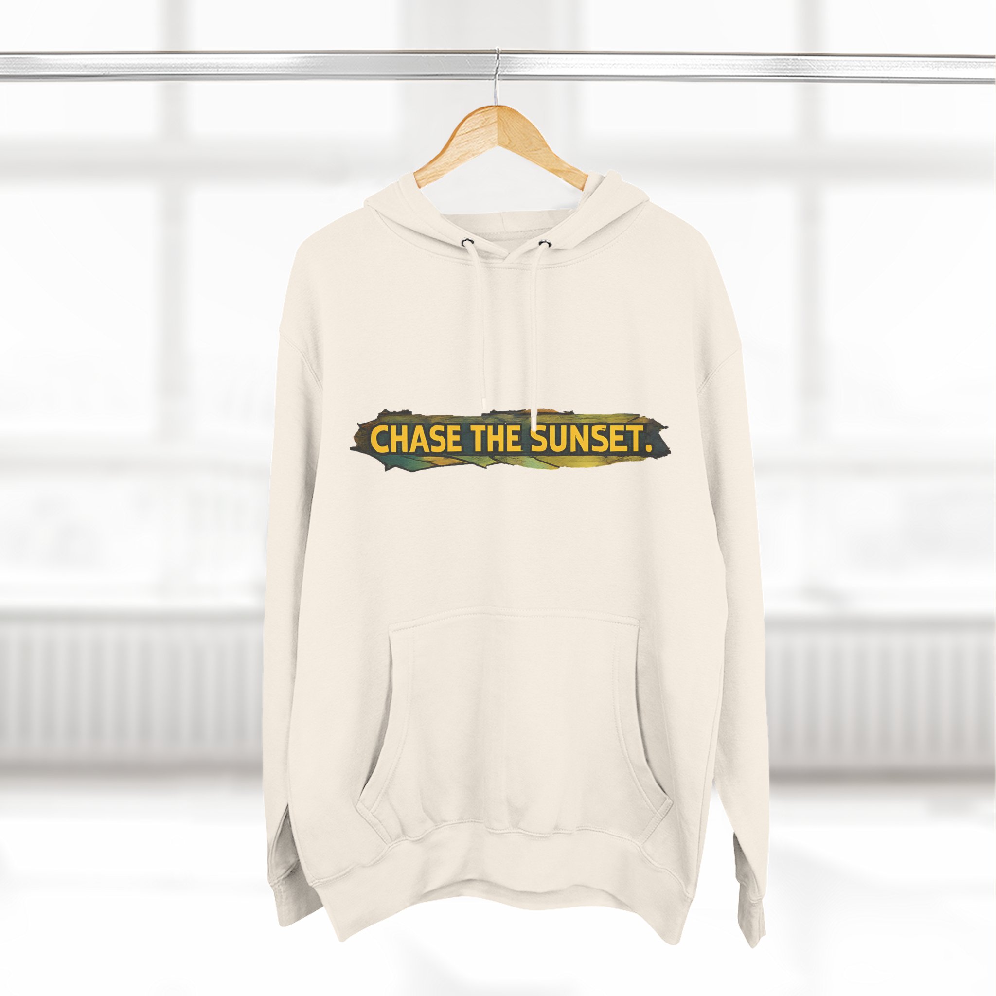 Three-Panel Fleece Hoodie - "Chase The Sunset" Design Cubic-Line