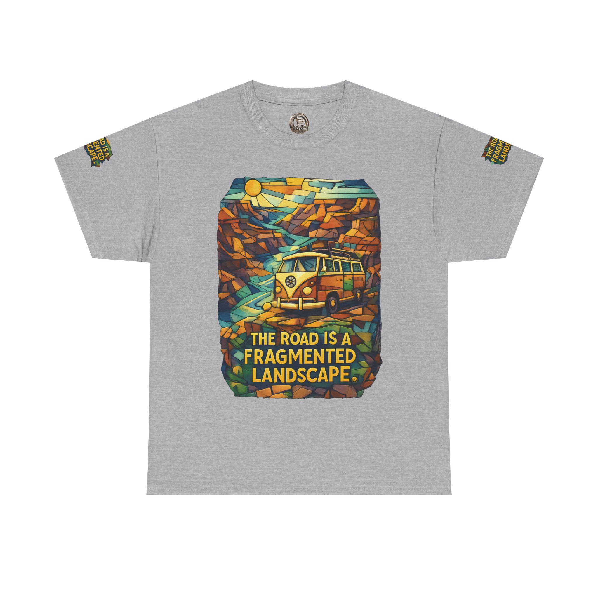 16206147402416705753_2048.jpeg Unisex Heavy Cotton Tee — "The Road Is A Fragmented Landscape" Design Cubic-Line