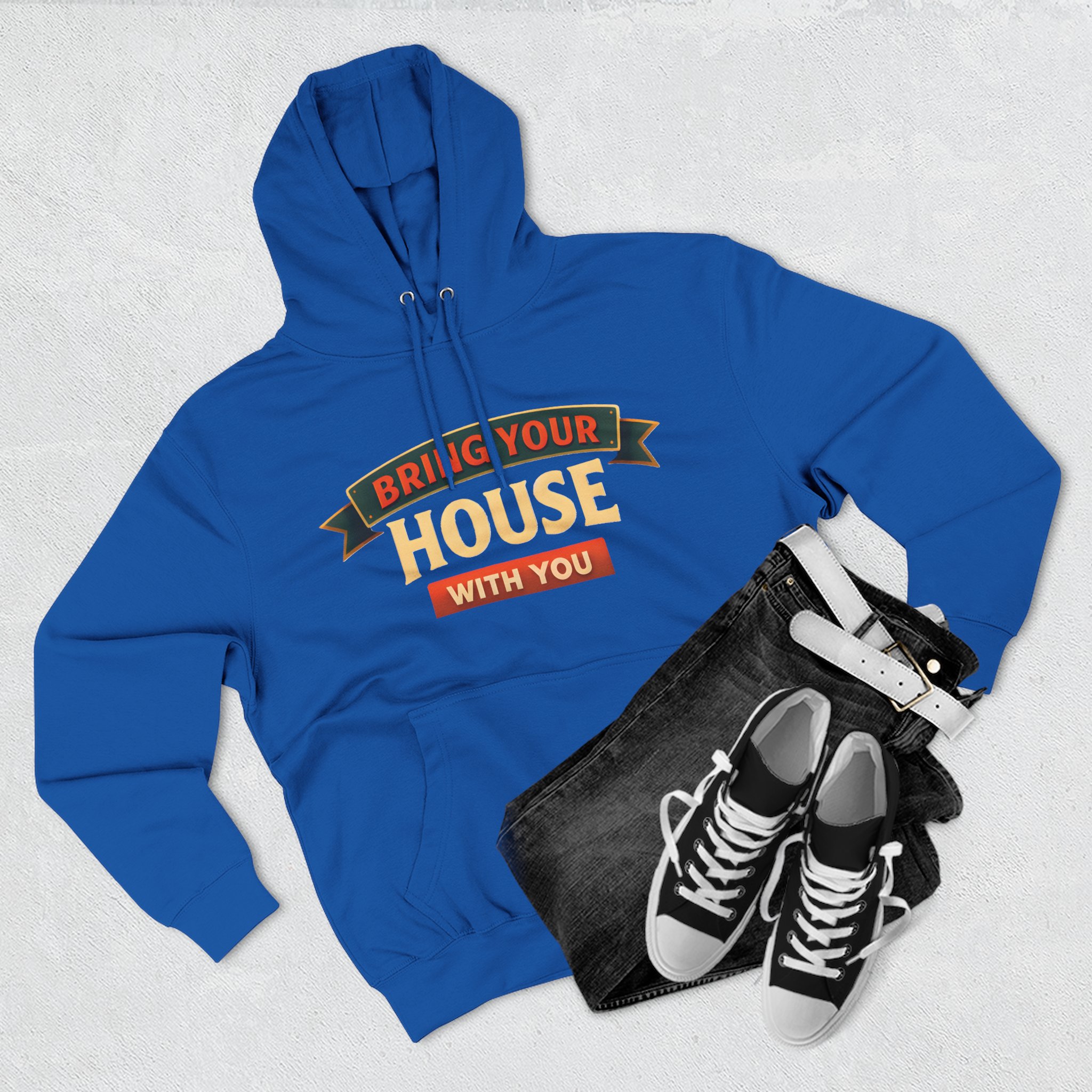 Three-Panel Fleece Hoodie - "Live Is A Journey-Bring Your House With You" Design Scenic-Line