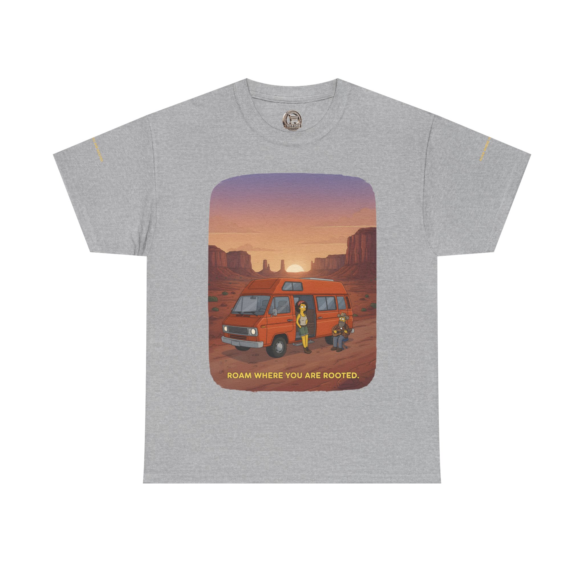 Unisex Heavy Cotton Tee — "Roam Where You Are Rooted" Design Sitcom-Line