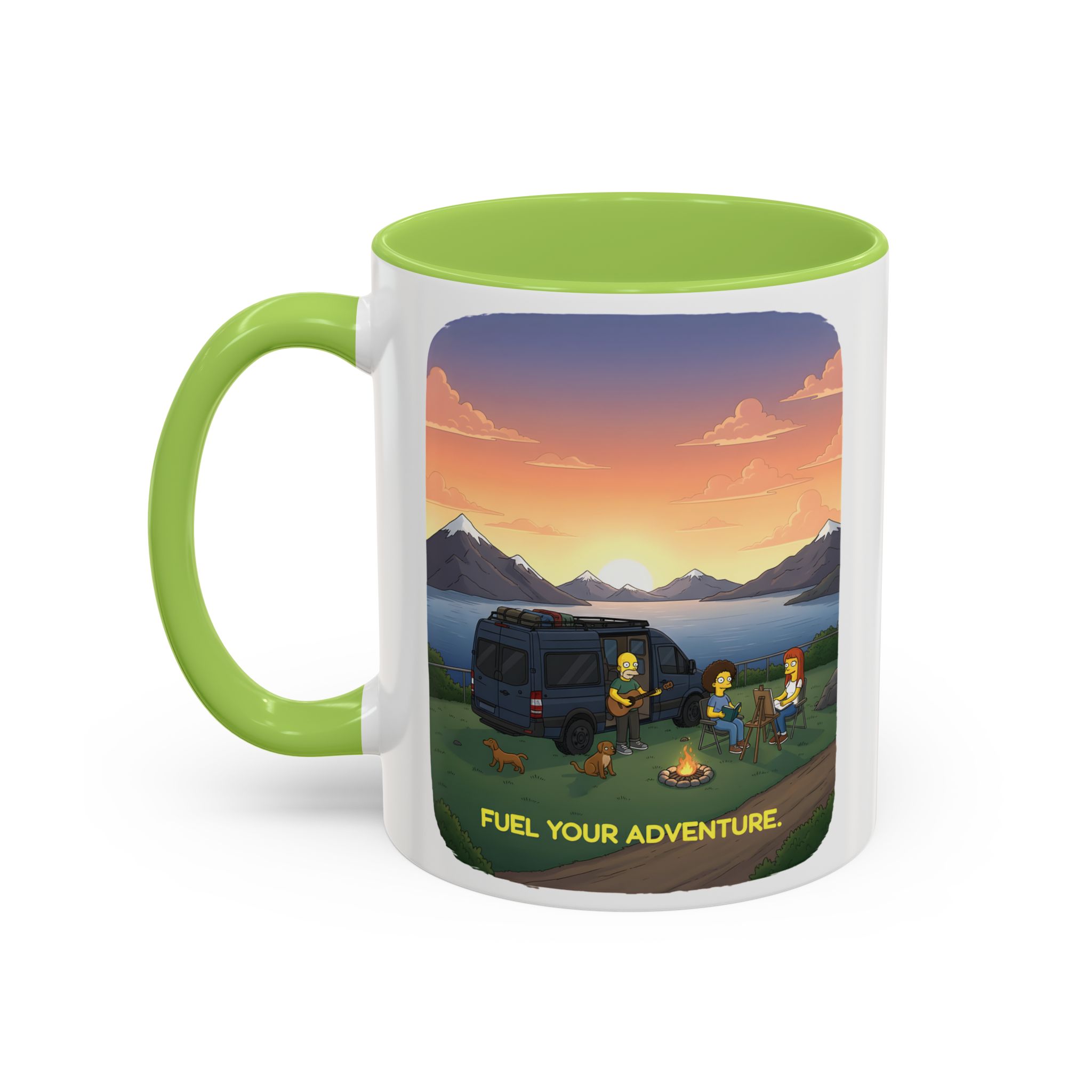 Accent Coffee Mug (11, 15oz) — "Fuel Your Adventure" Design Sitcom-Line